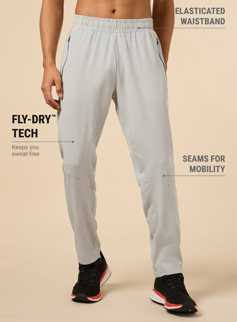 Men's Grey High Flex Training Performance Pants