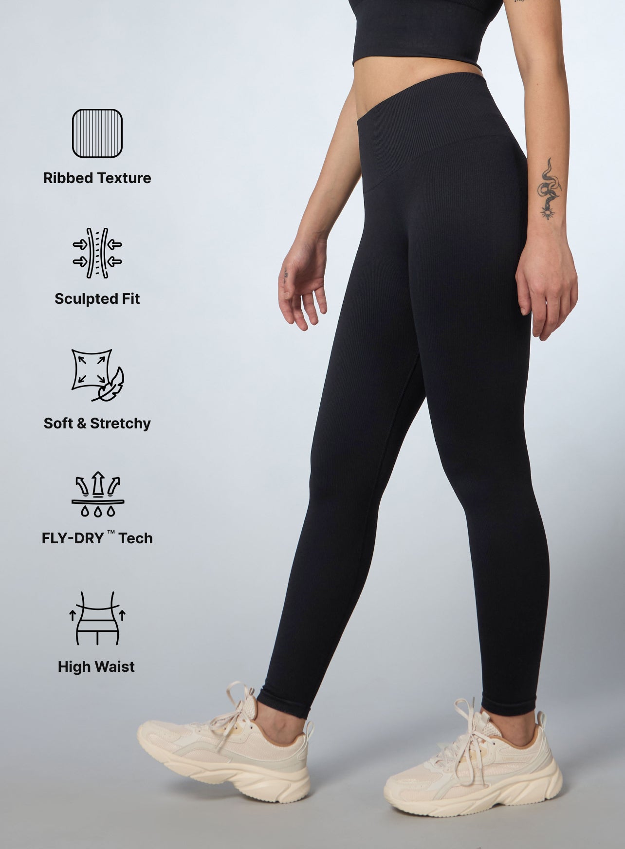Women's Black Versatile Seamless Tights