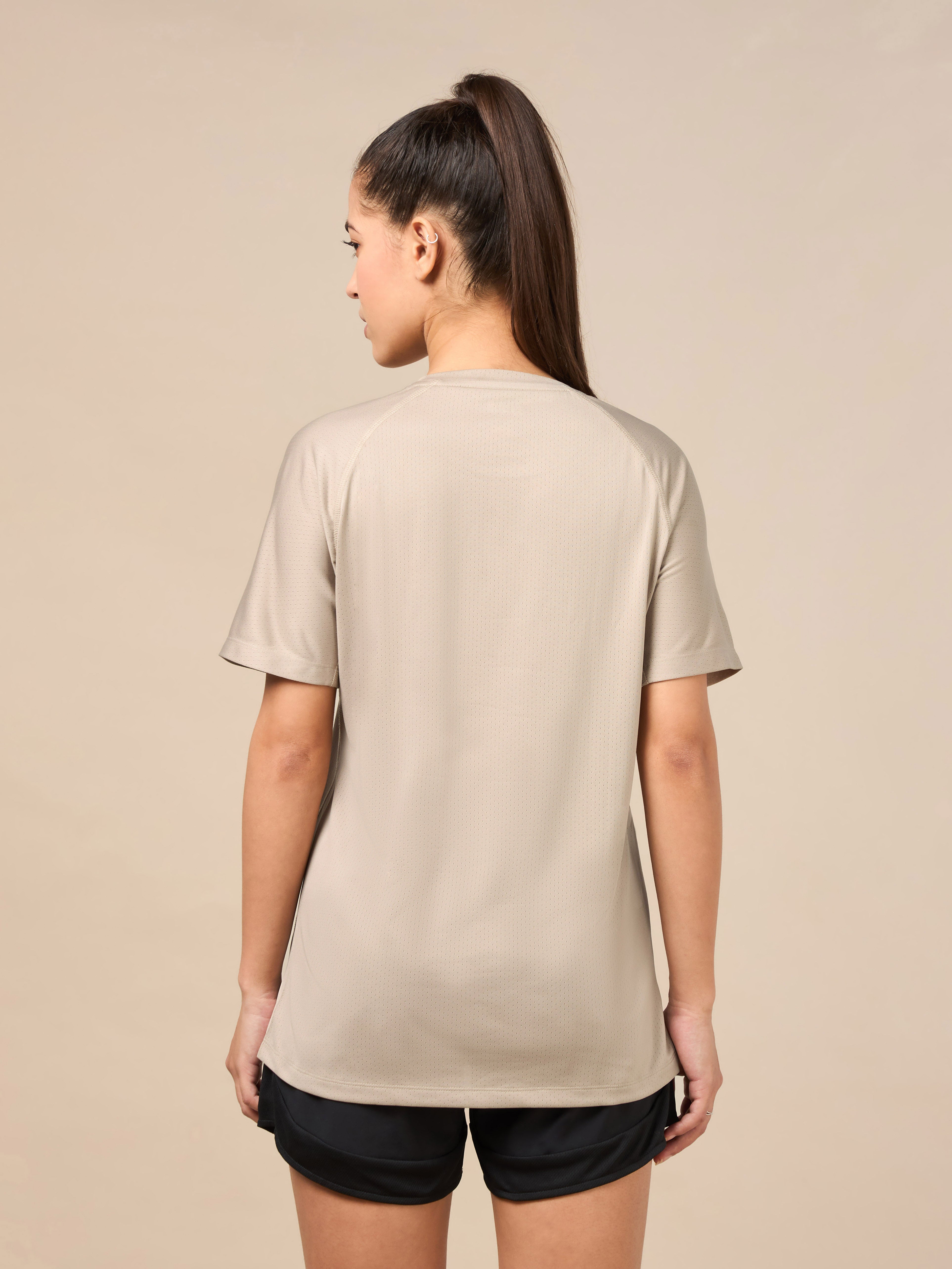 Women's Technical Knit Beige Run On T-shirt