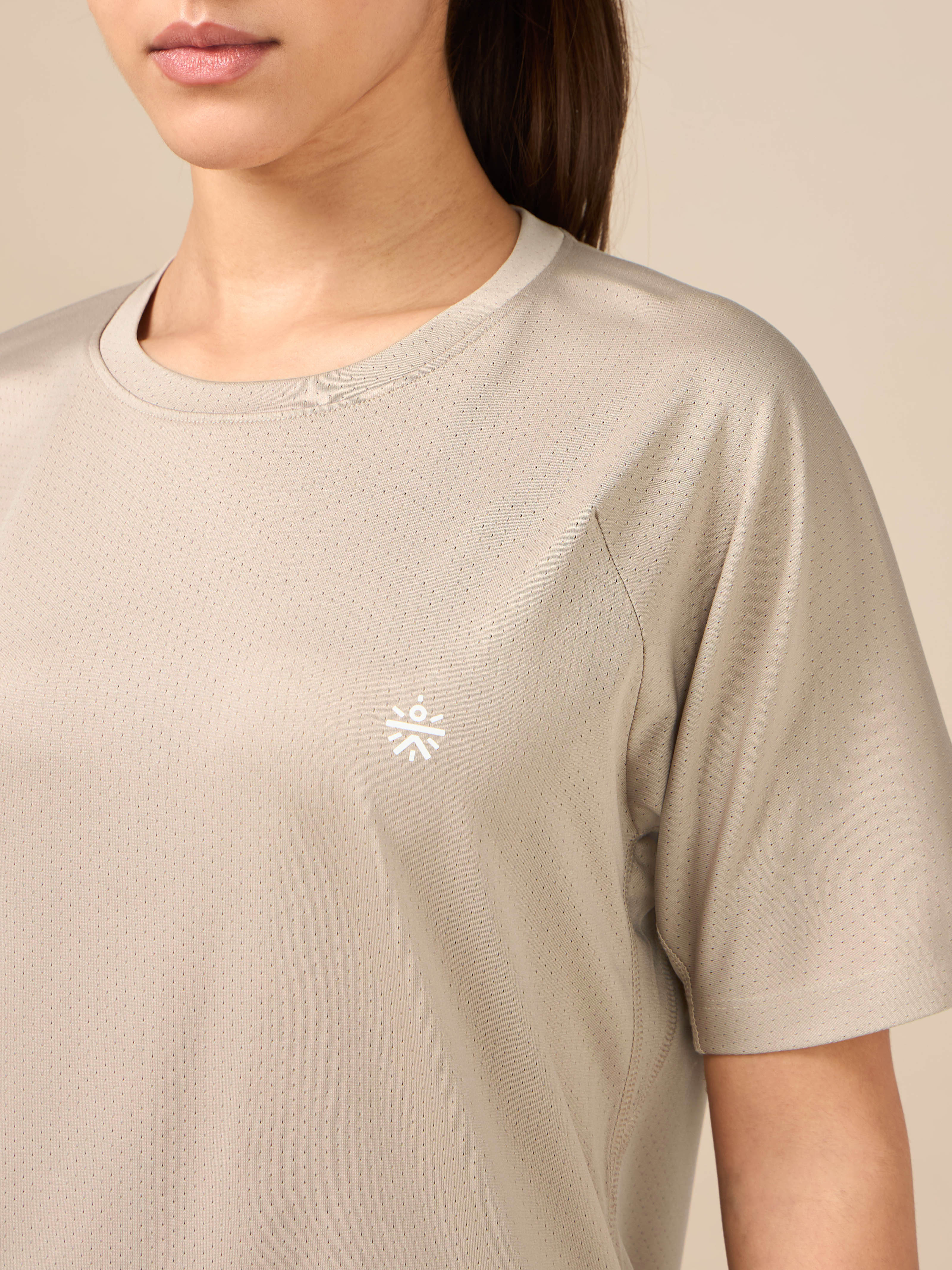 Women's Technical Knit Beige Run On T-shirt