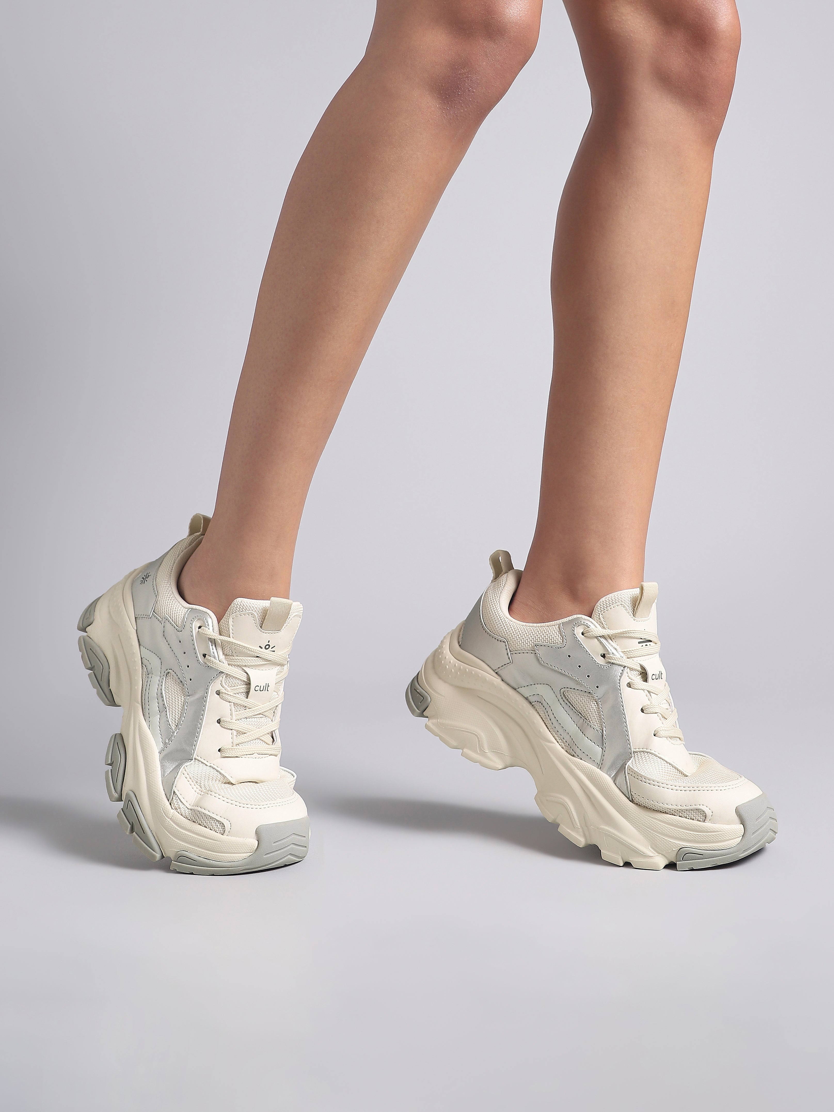 cult Women's Luna Sneakers - Off White/Silver