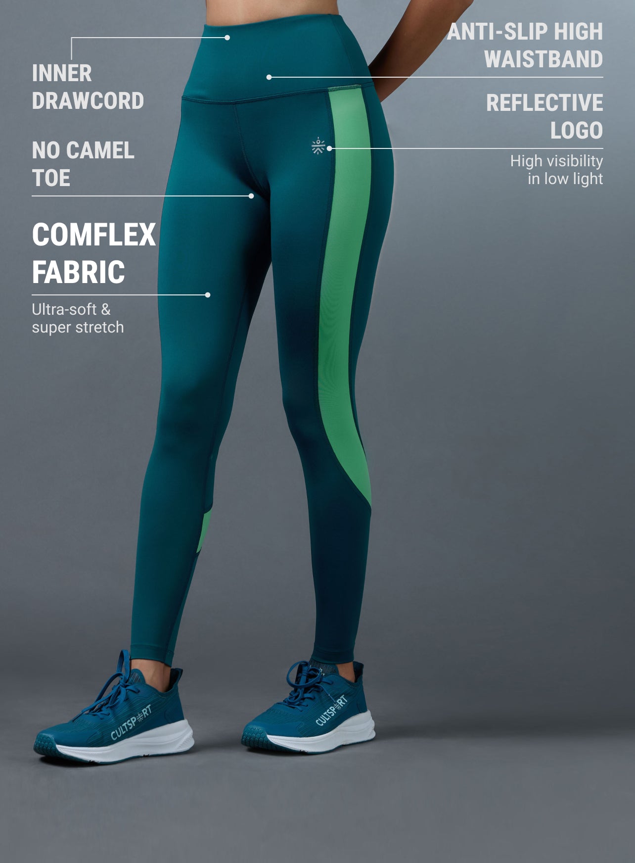 Women's Teal Run Elevate Tights