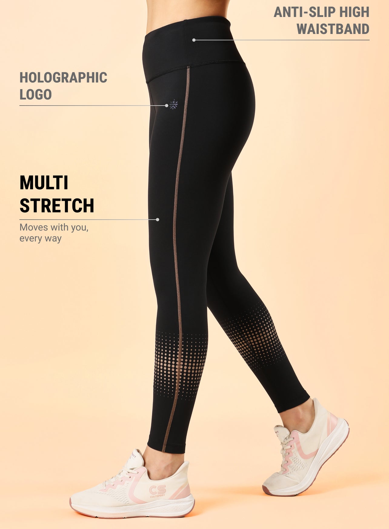 Women's Black Energy Map Printed COMFlex Tights