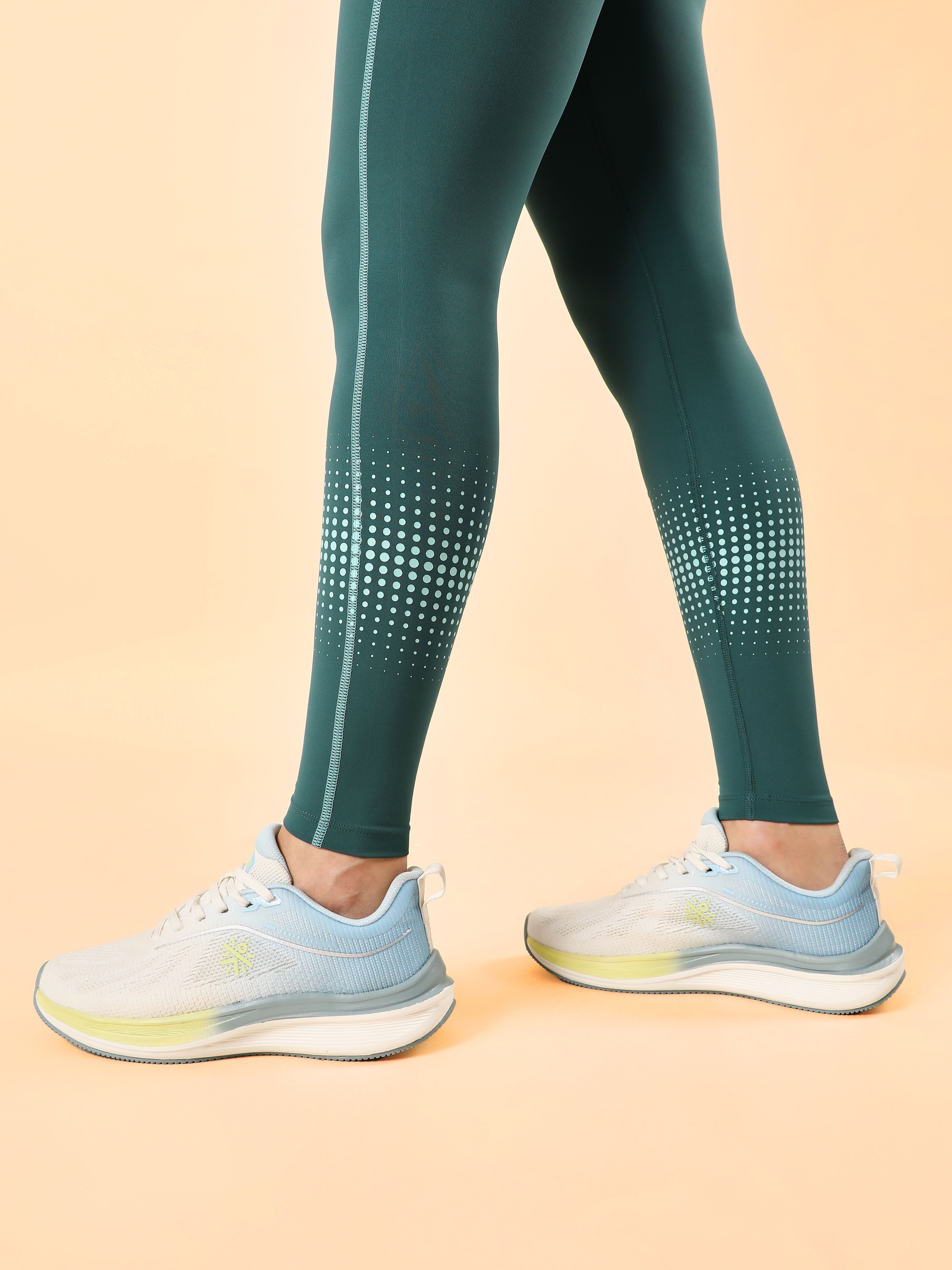 Women's Teal Energy Map Printed COMFlex Tights