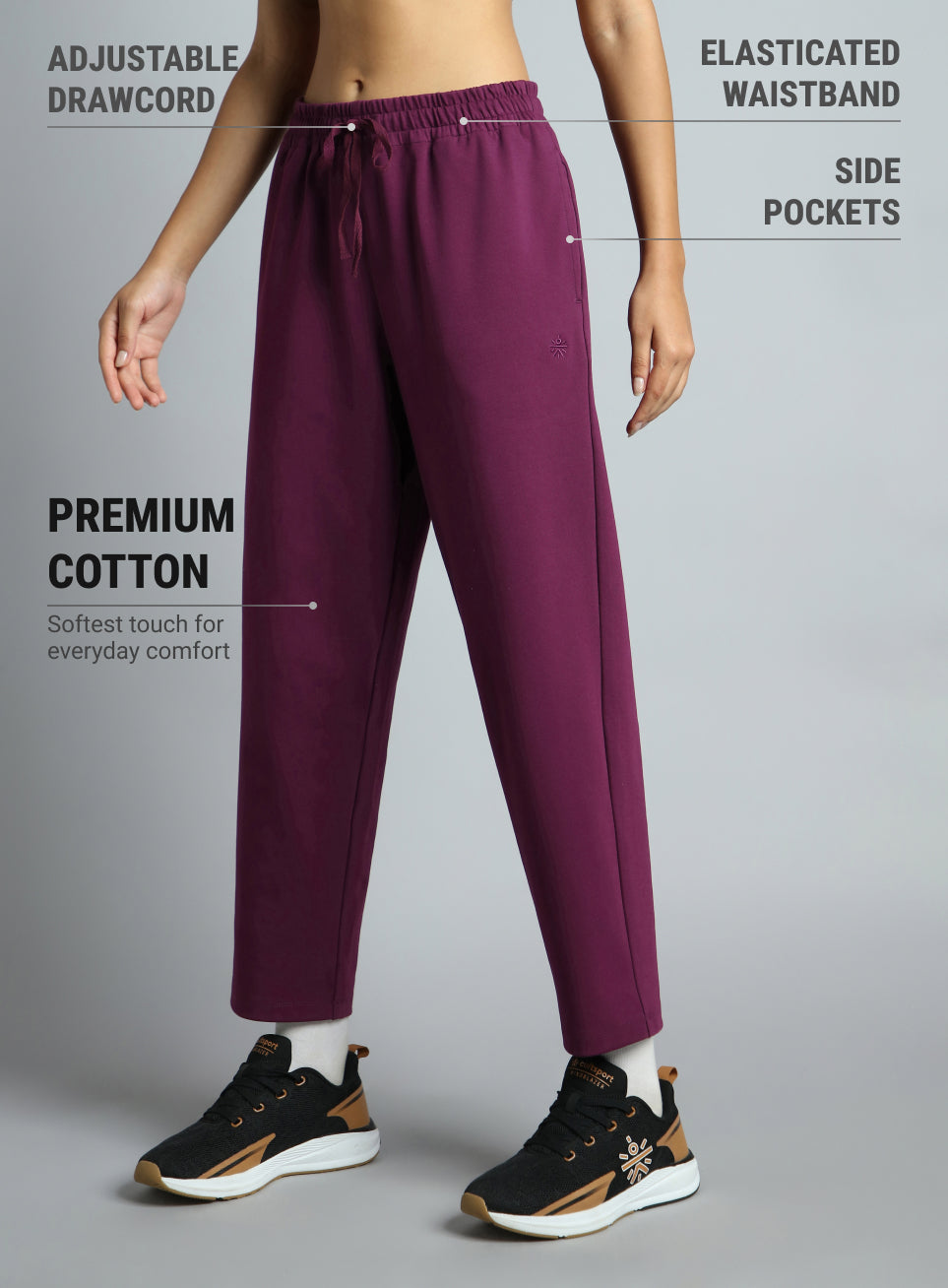 Women's Wine Traveller Tapered Fit Trackpants