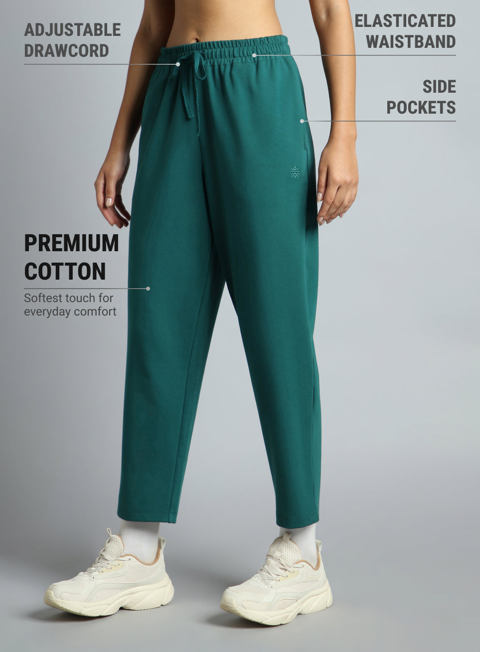 Women's Teal Traveller Tapered Fit Trackpants