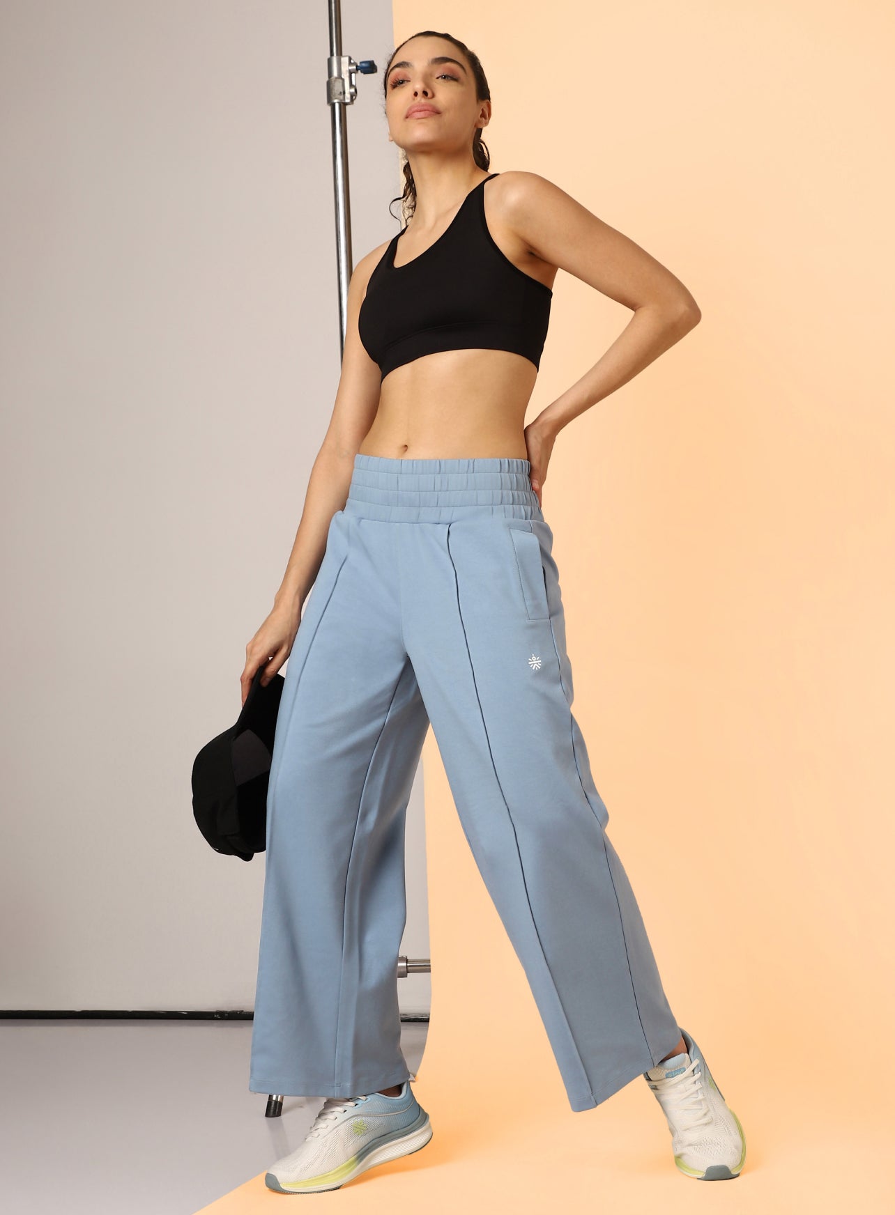 Women's Blue Flex Premium Wide Leg High Waist Pants