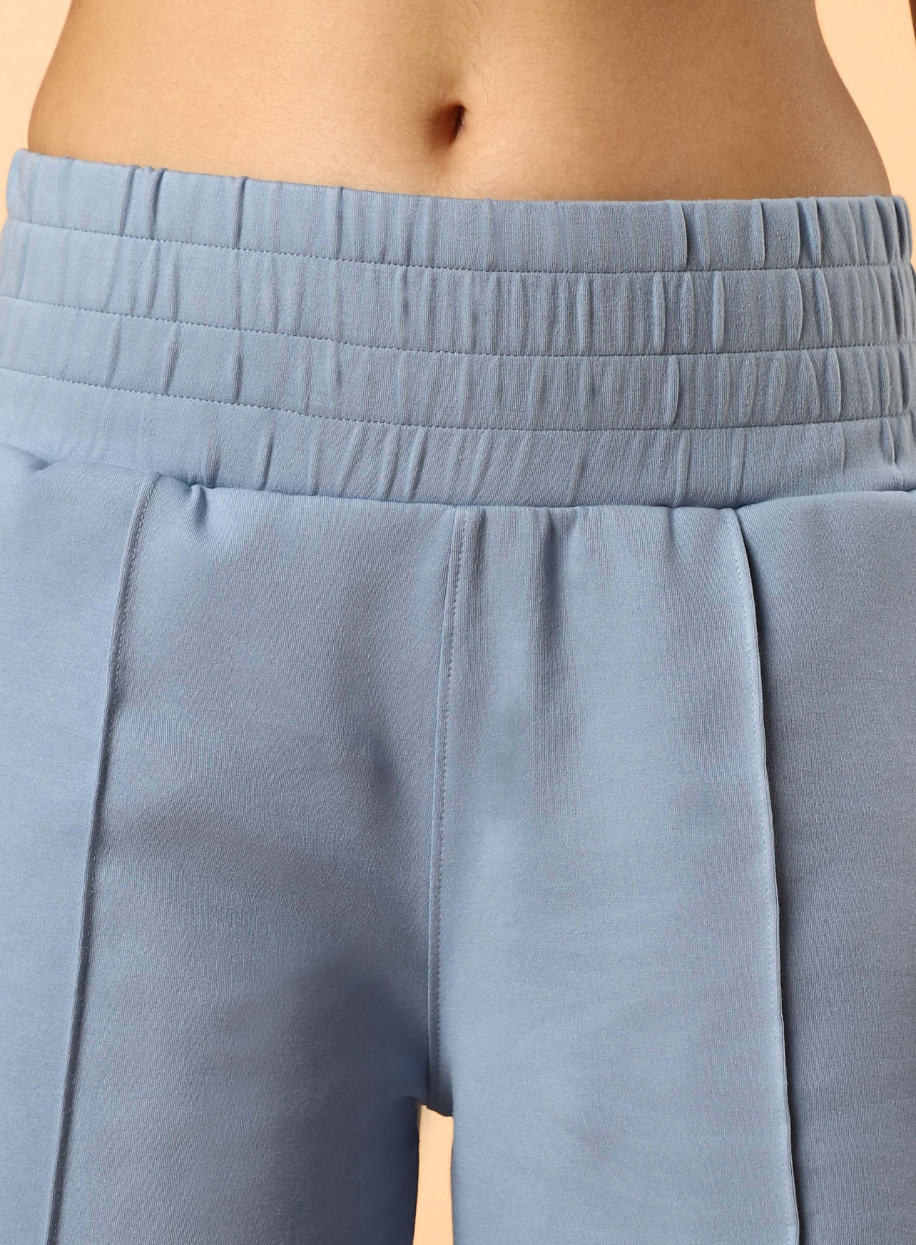 Women's Blue Flex Premium Wide Leg High Waist Pants