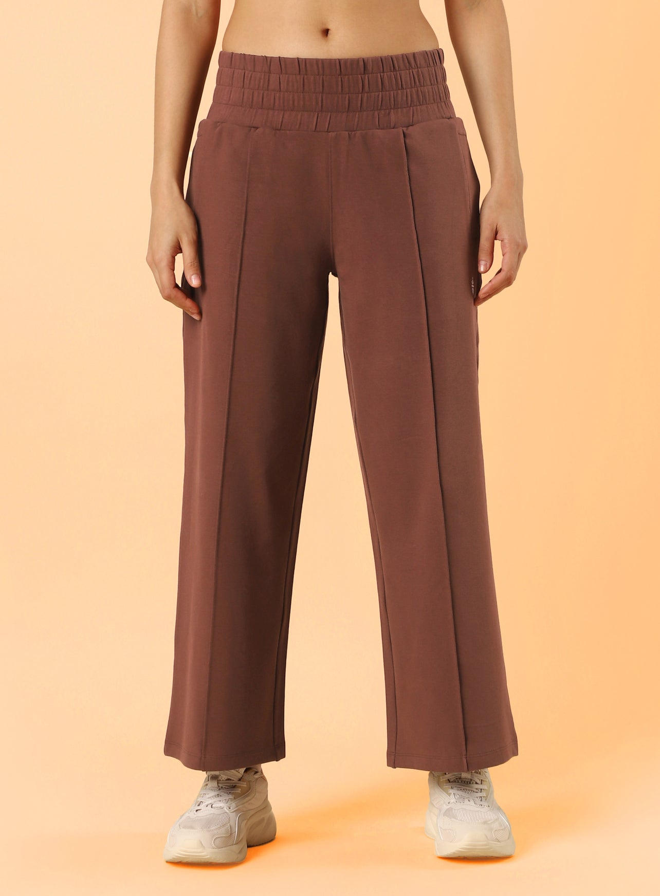 Women's Brown Flex Premium Wide Leg High Waist Pants