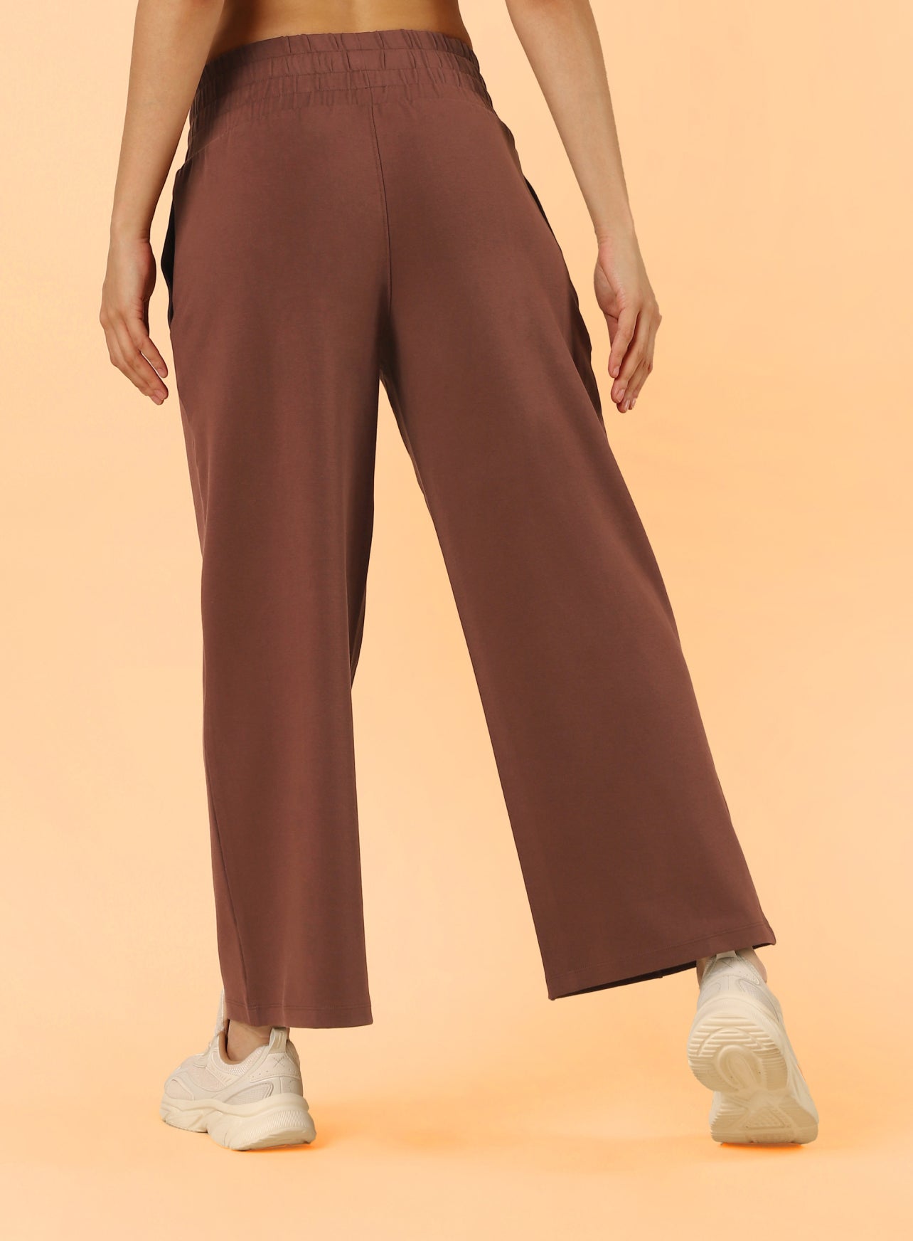 Women's Brown Flex Premium Wide Leg High Waist Pants