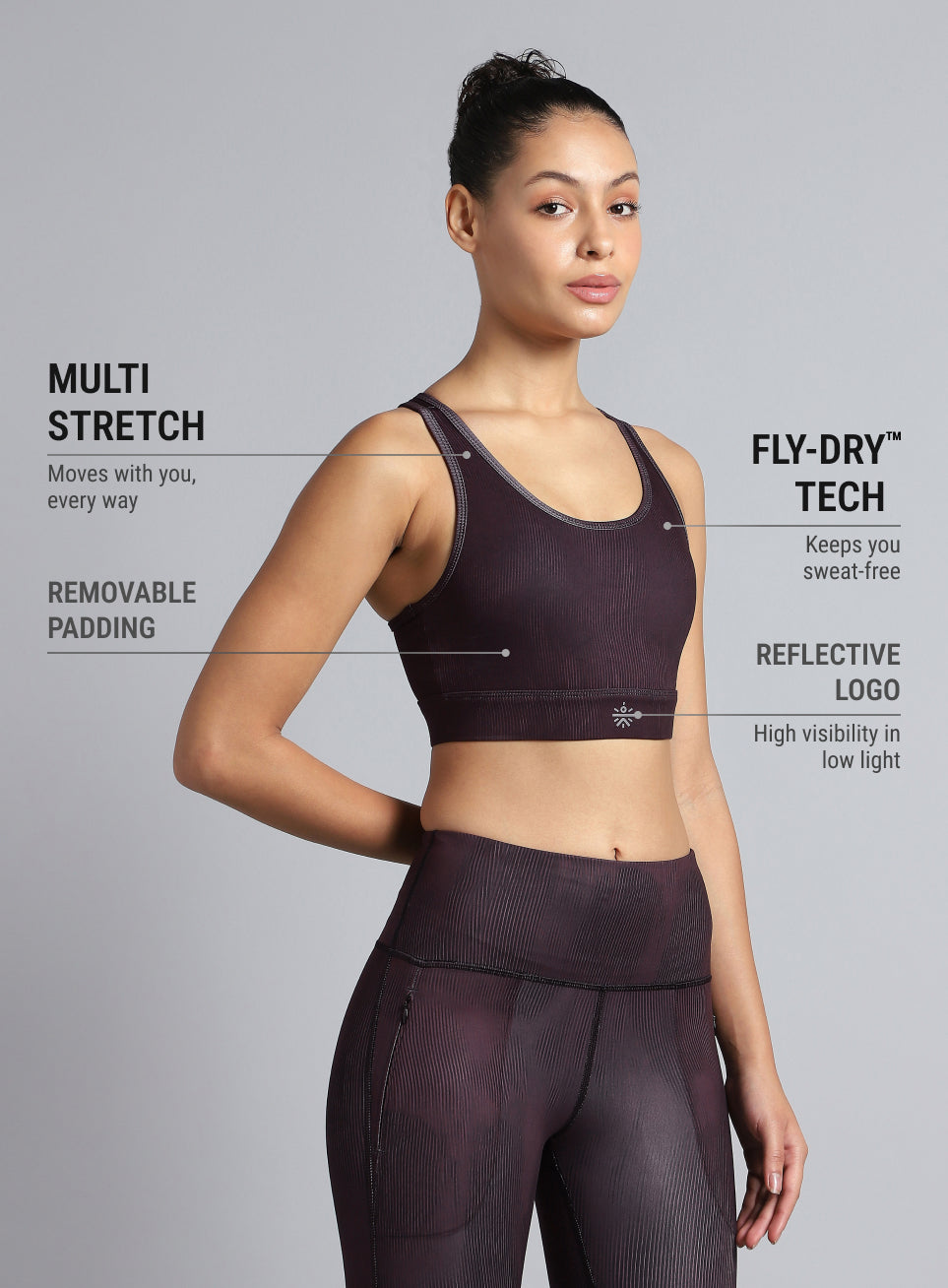 Women's Wine Urban Camo Running High Support Bra