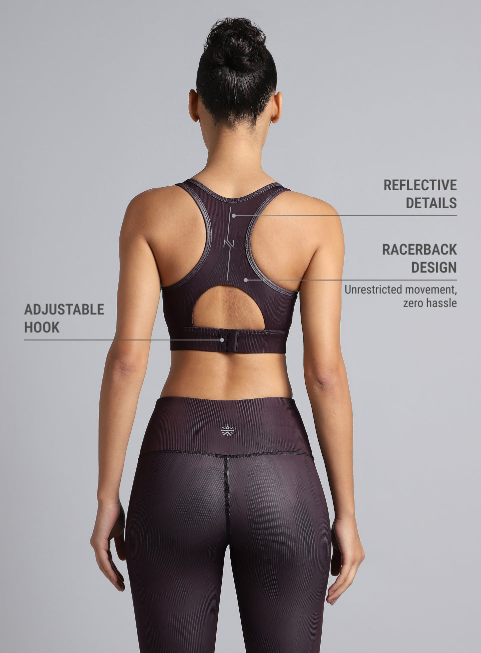 Women's Wine Urban Camo Running High Support Bra