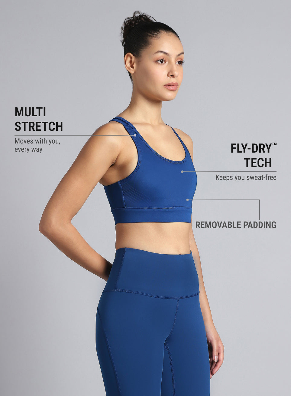 Women's Blue Energy Flow Printed Bra