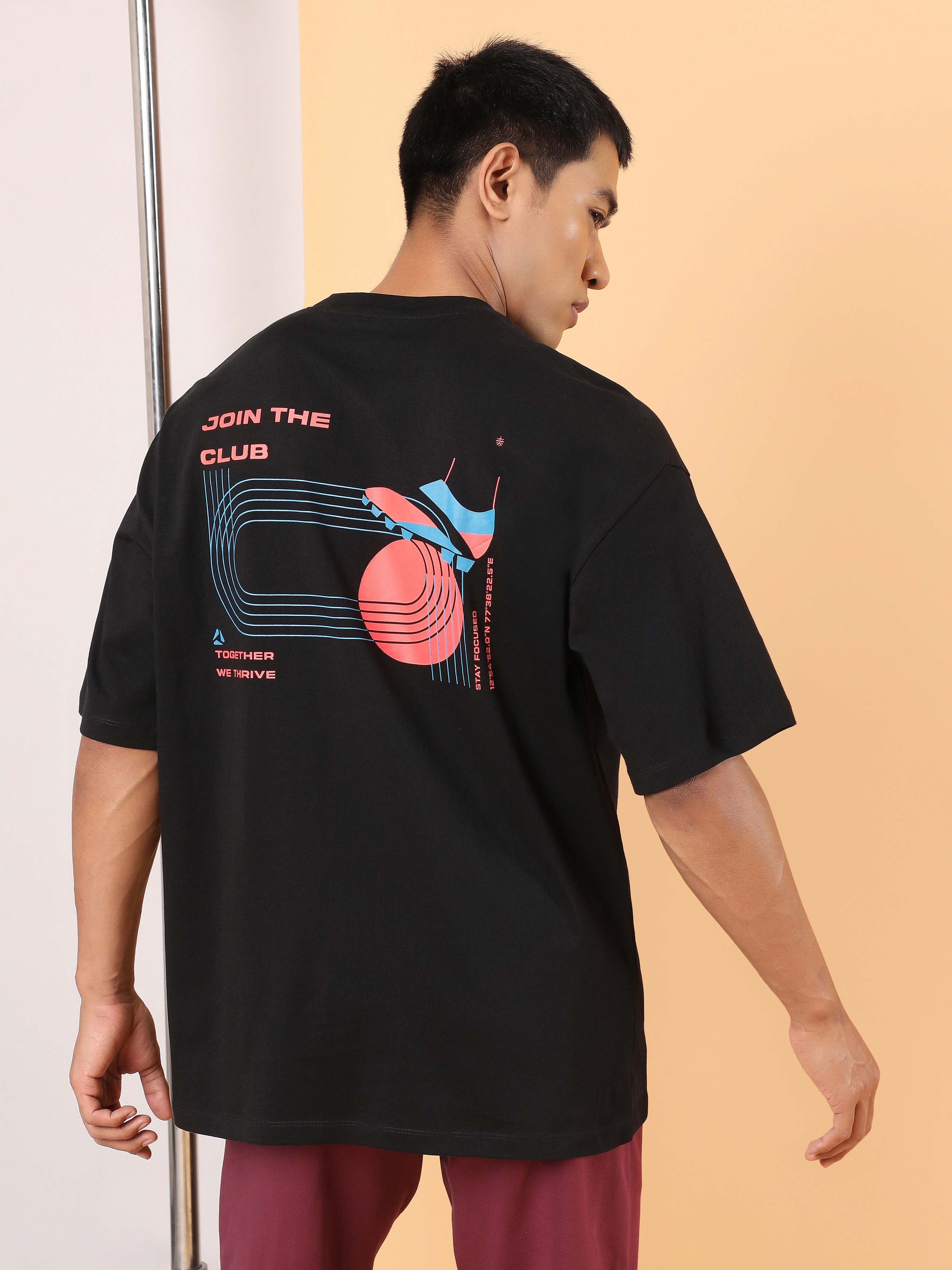 Men's Black Join the Club Oversized fit T-shirt