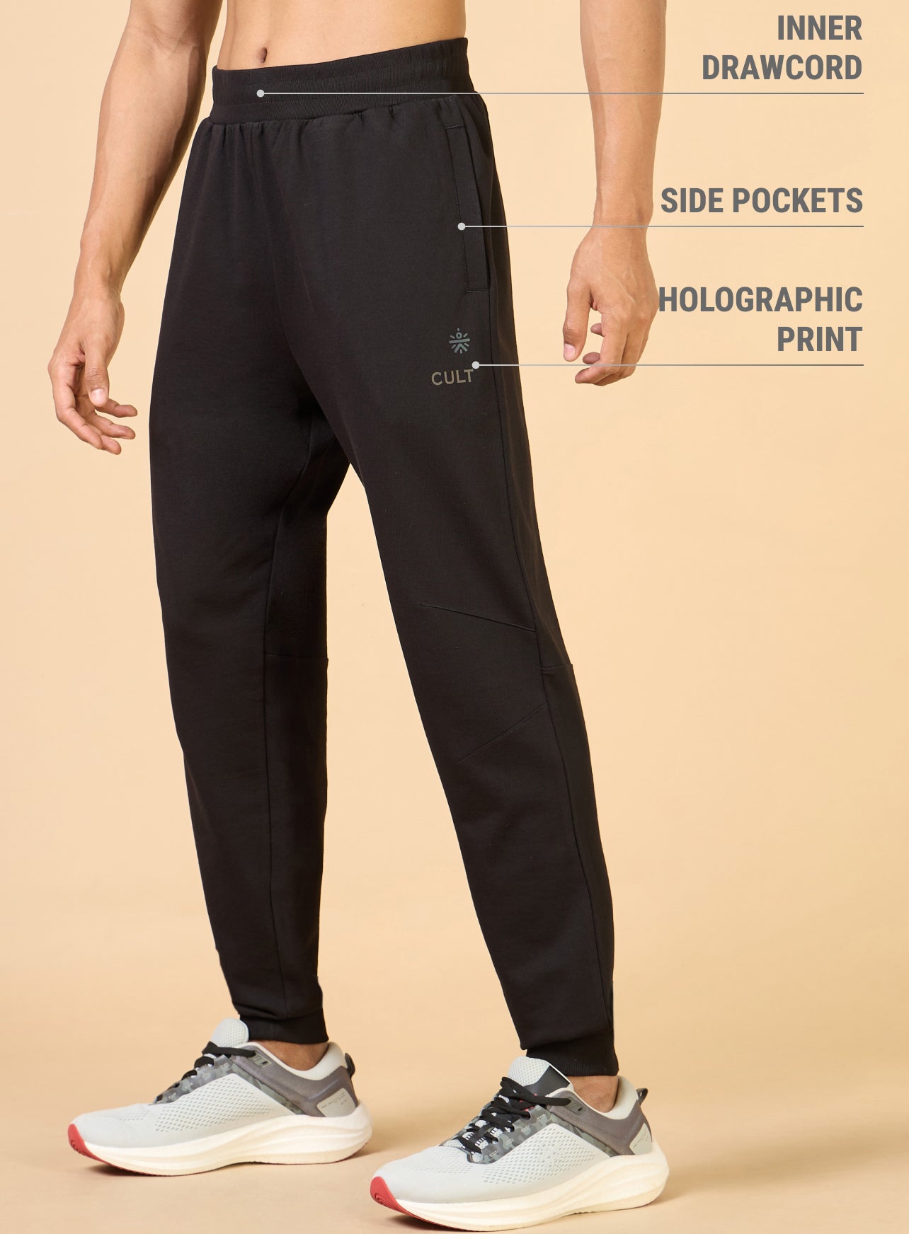 Men's Black Training Sculpted Joggers