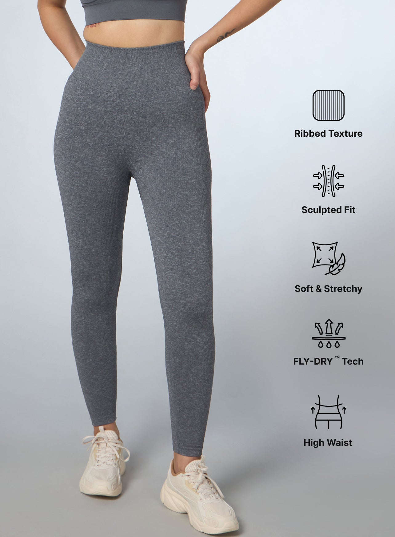 Women's Grey Kinetic Seamless Tights