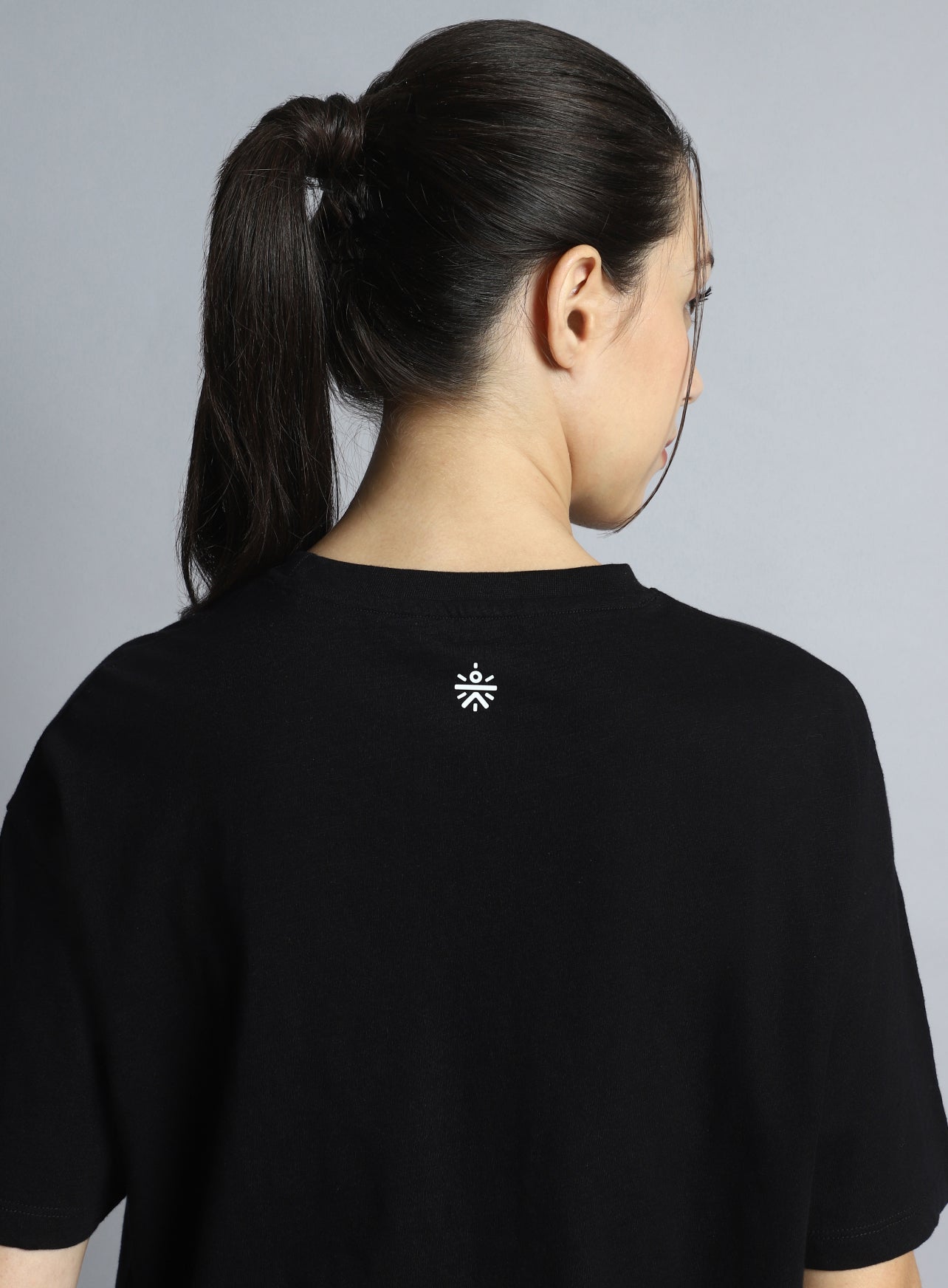 Women's Black Sports Club Relaxed fit T-shirt