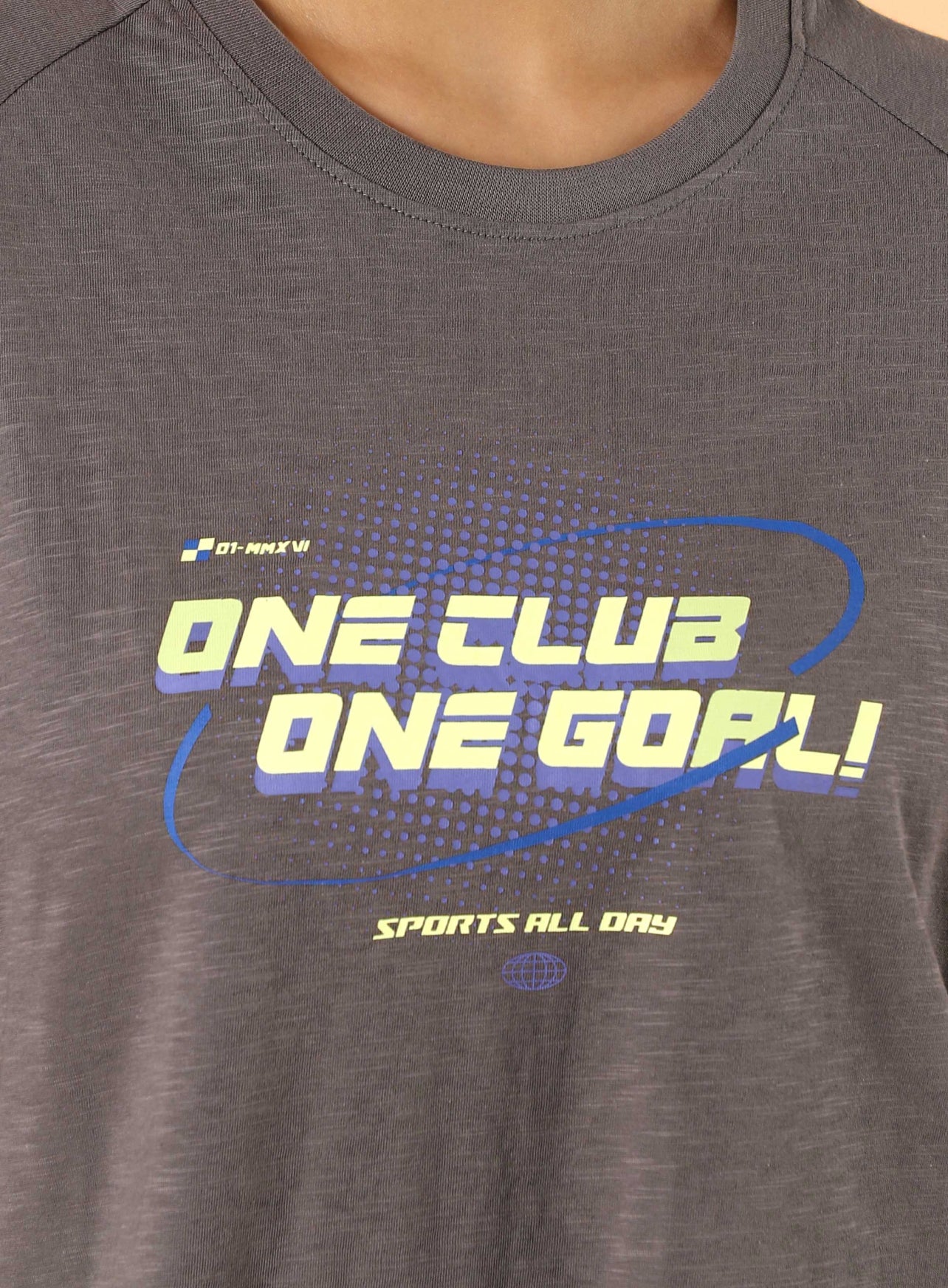 Women's Dark Grey Club Boxy Crop fit T-shirt