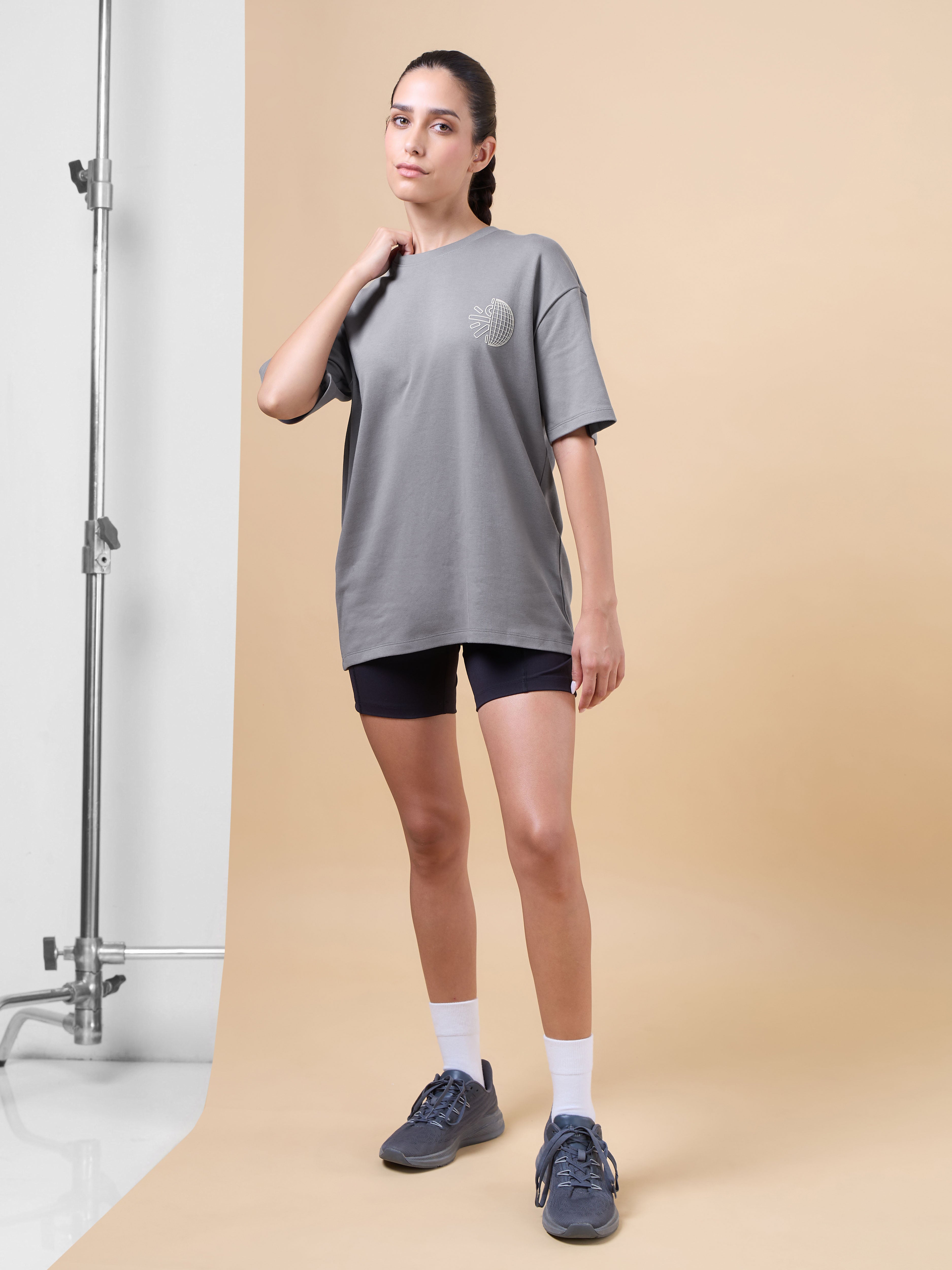Women's Dark Grey Cult Brand Carrier Oversized T-shirt