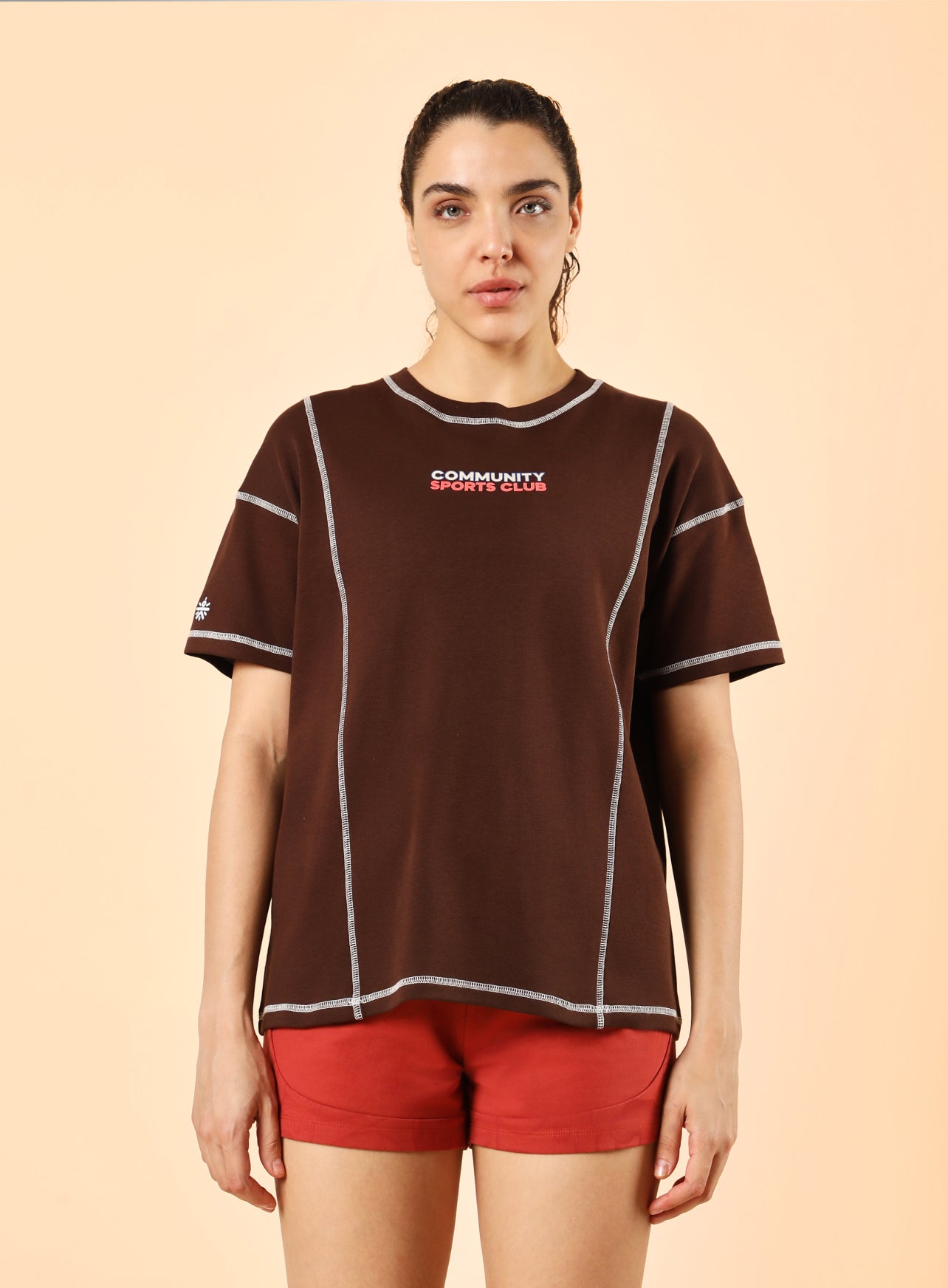 Women's Brown Community Sports Relaxed fit T-shirt