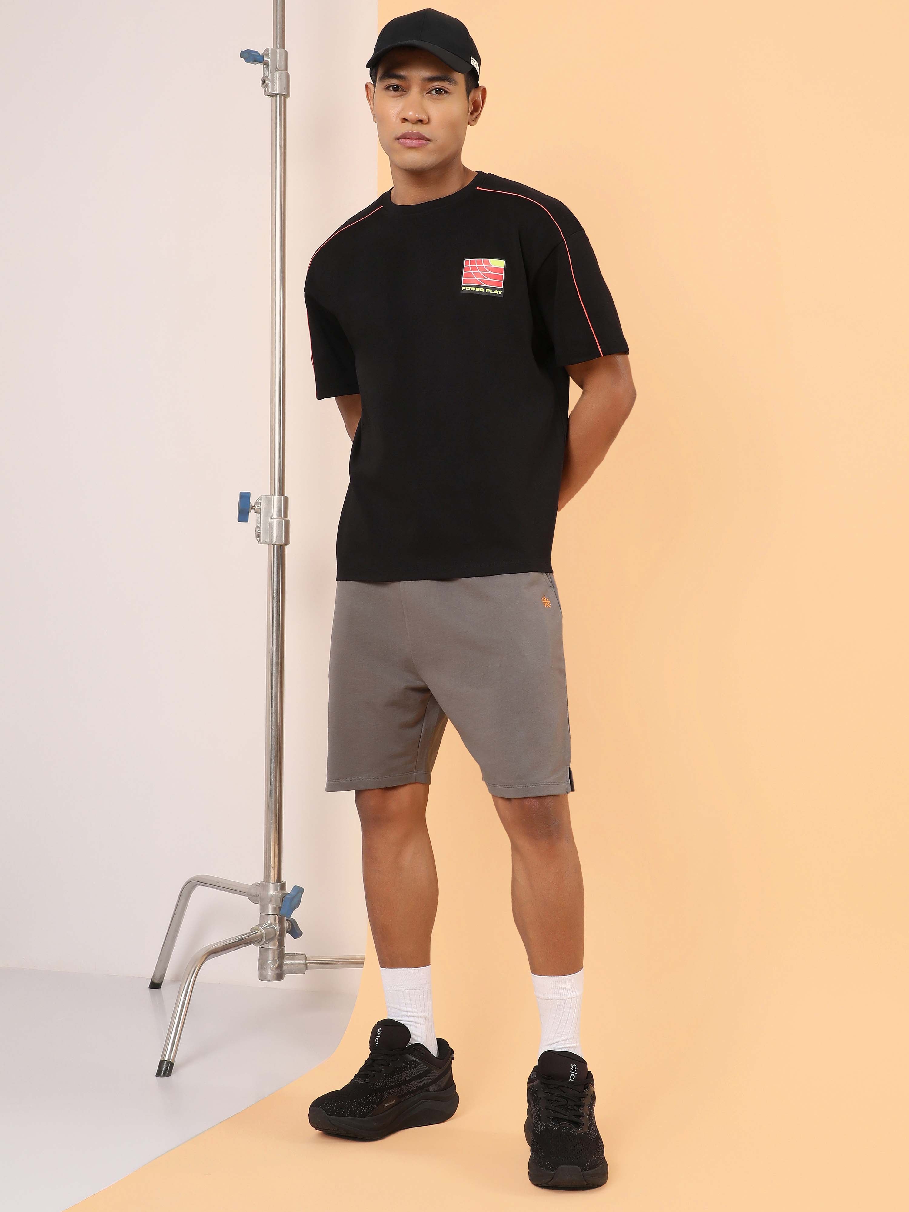 Men's Black Power Play Relaxed fit T-shirt