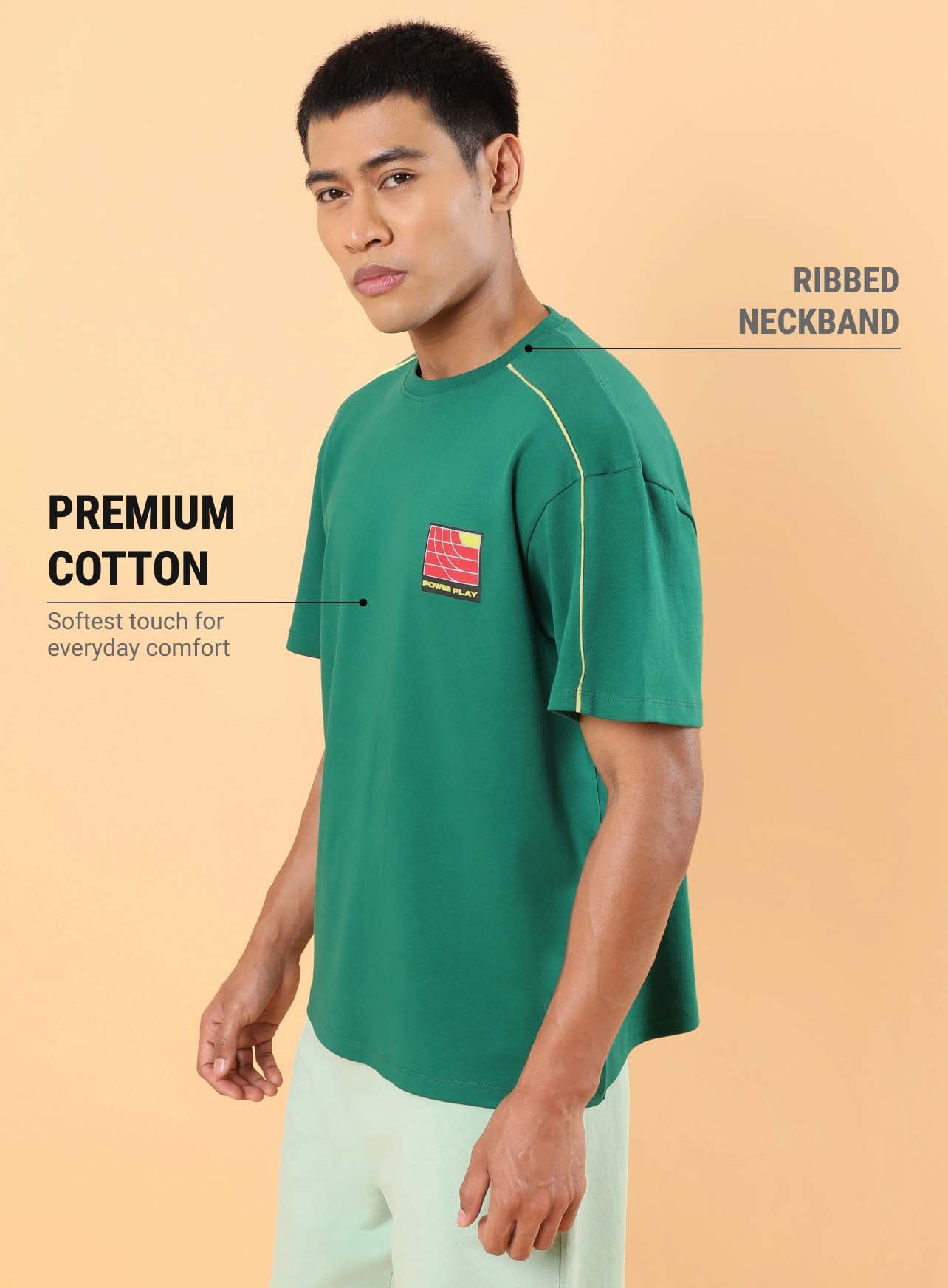 Men's Green Power Play Relaxed fit T-shirt