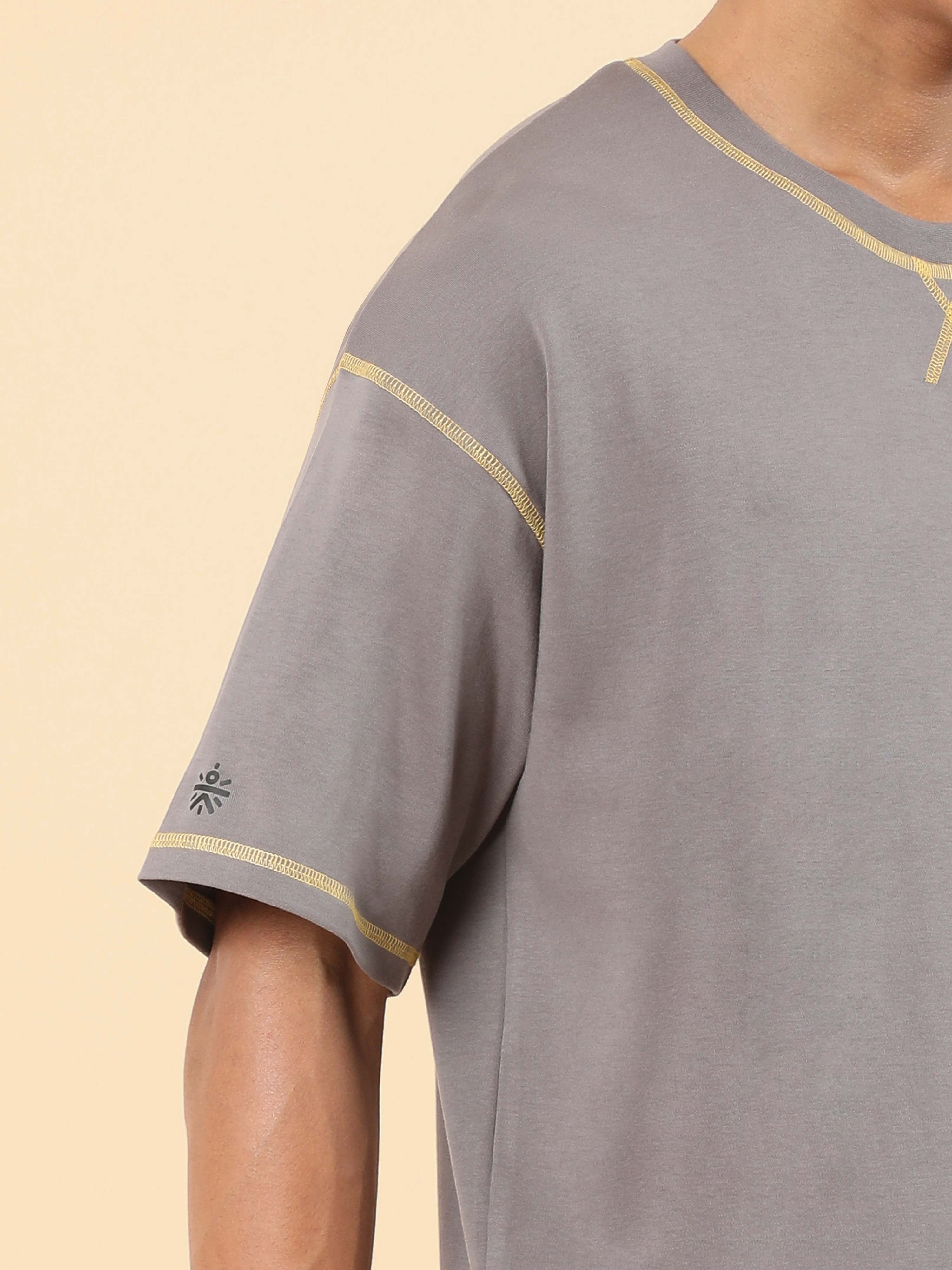 Men's Dark Grey Rise Together Oversized fit T-shirt