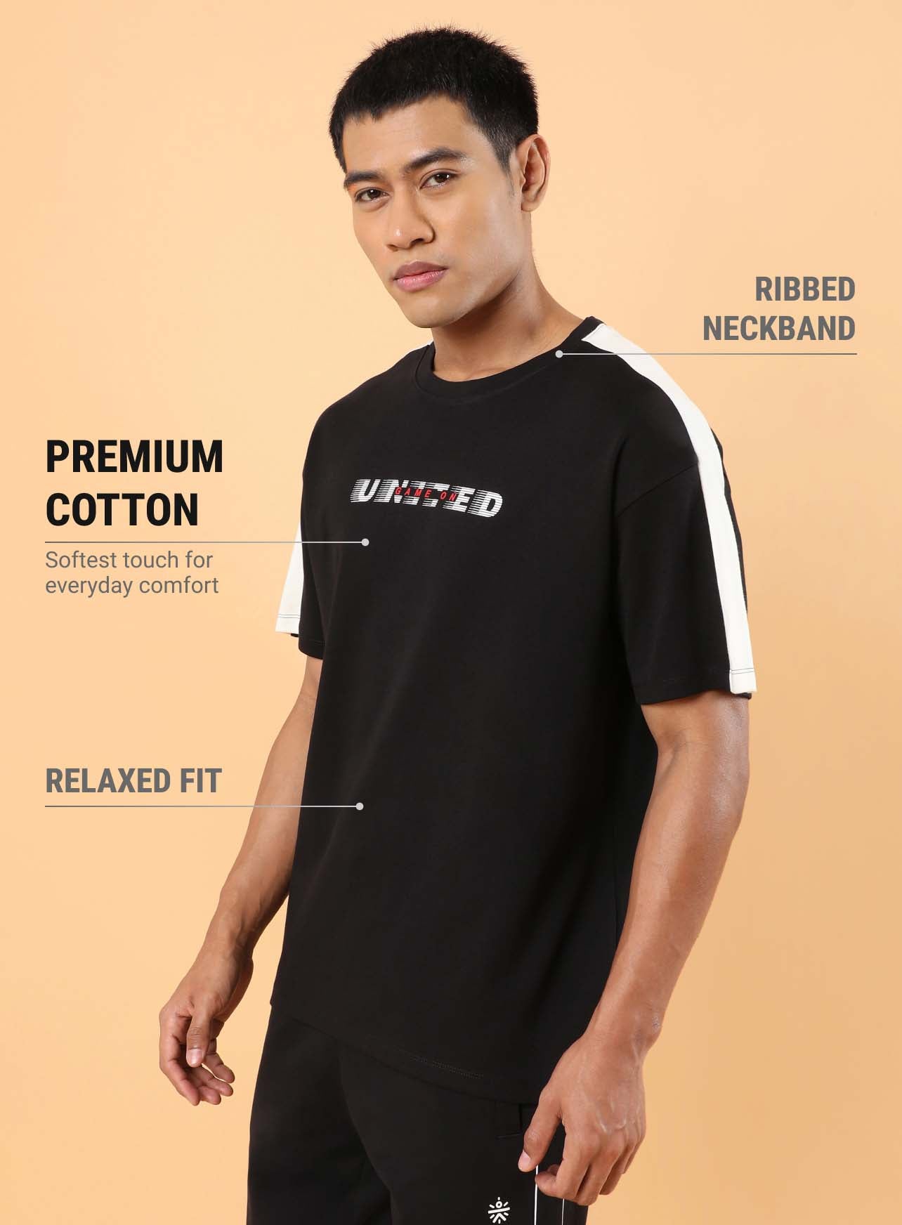 Men's Black Game On Typo Relaxed fit T-shirt