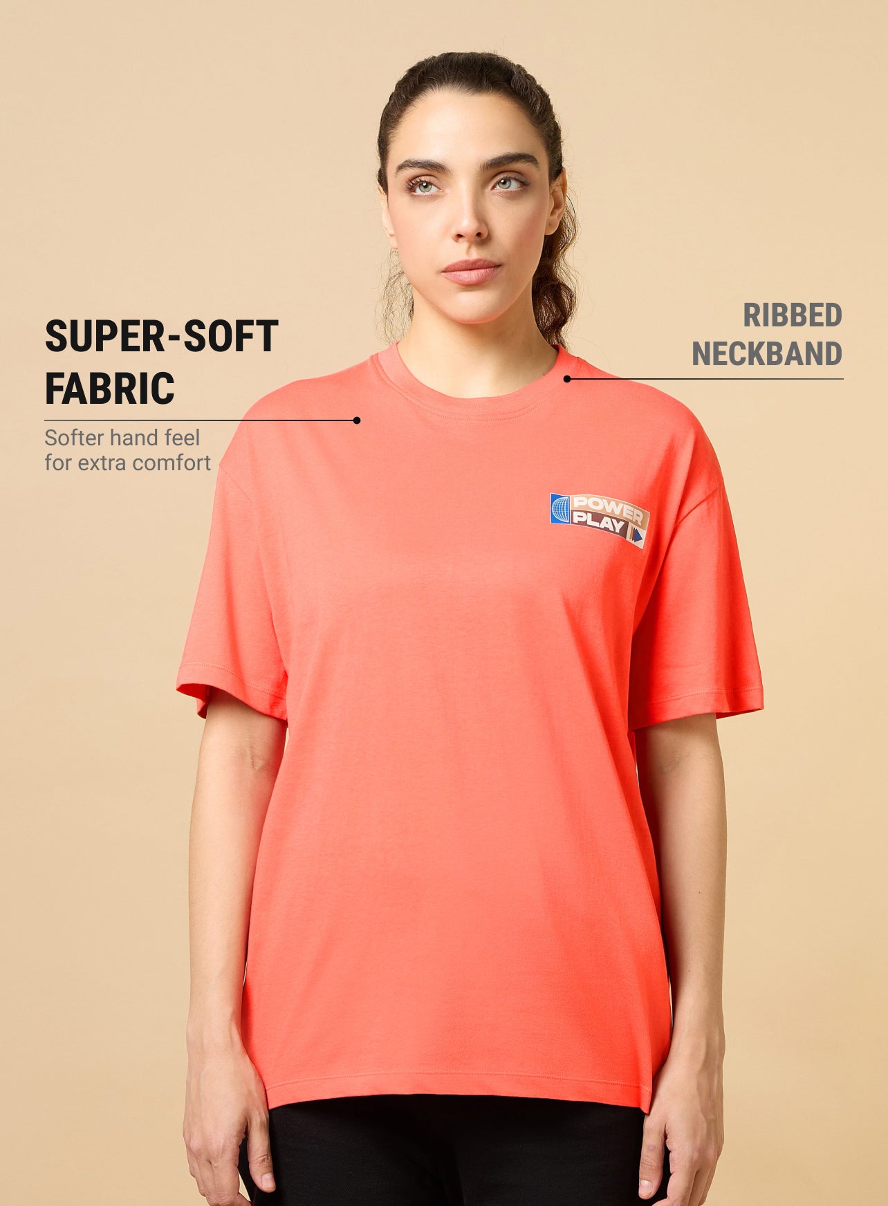 Women's Coral Power Play Relaxed fit T-shirt