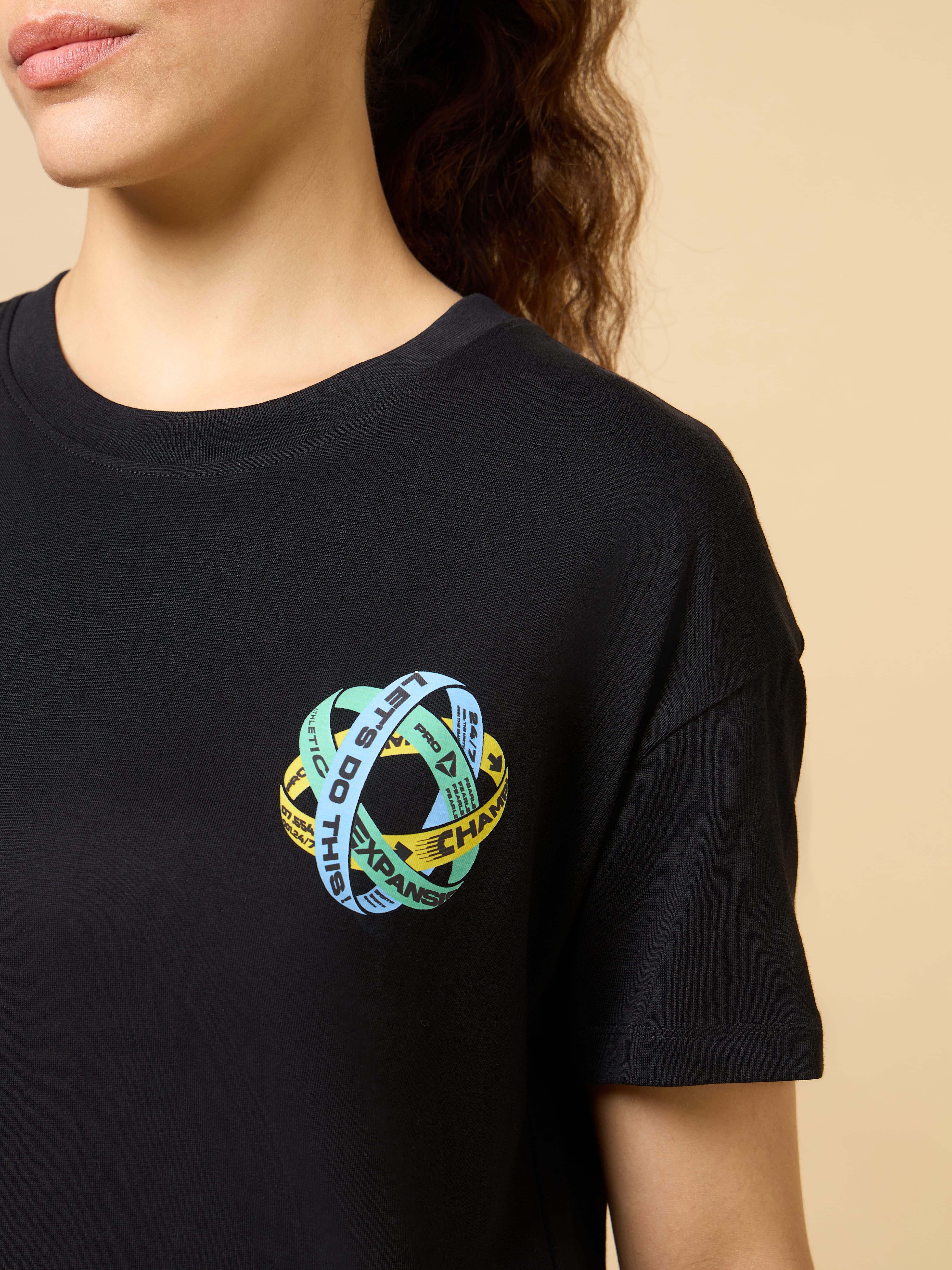 Women's Black Play in Leisure Relxed fit T-shirt