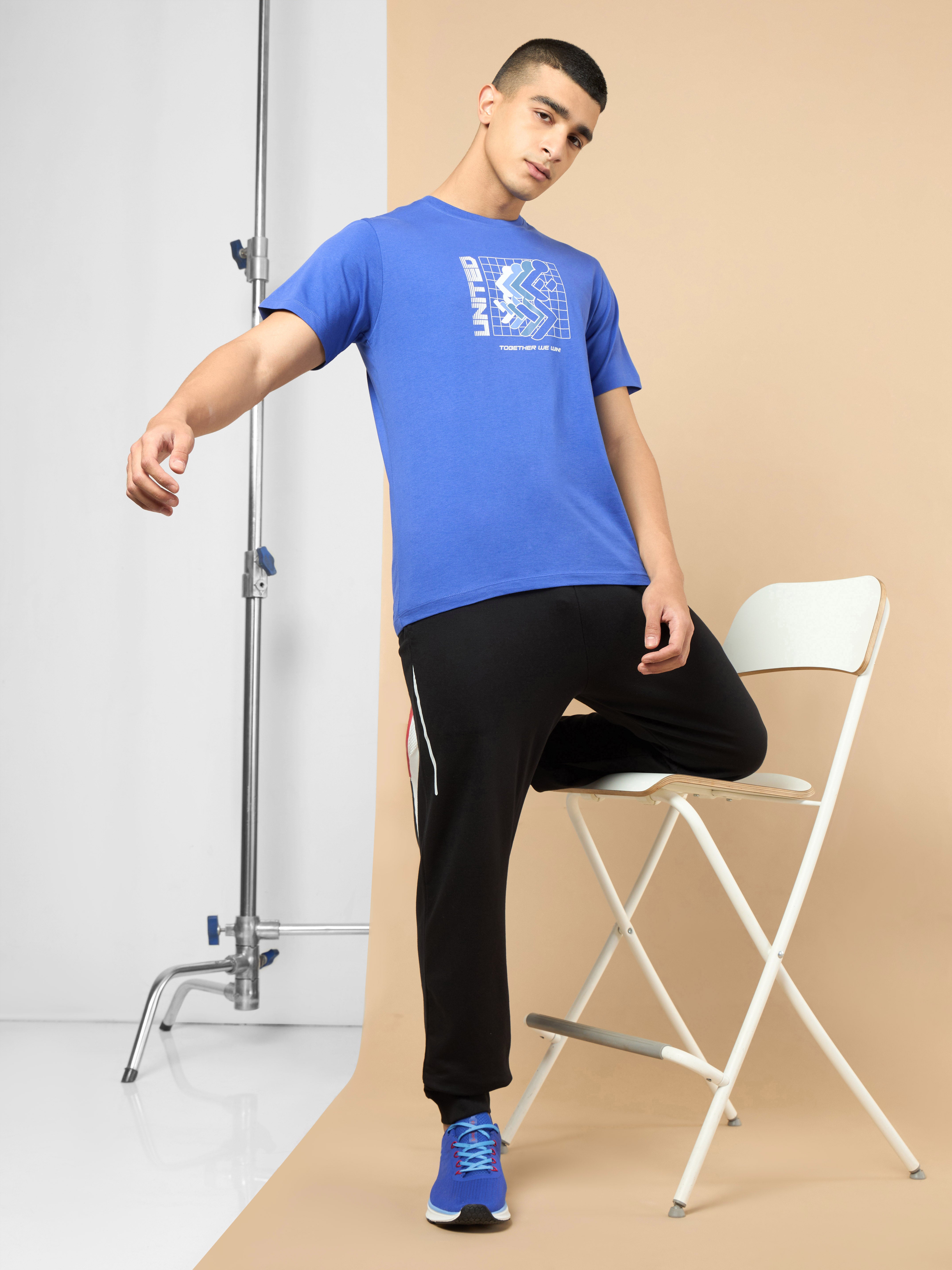 Men's Blue Marathon Graphic T-shirt