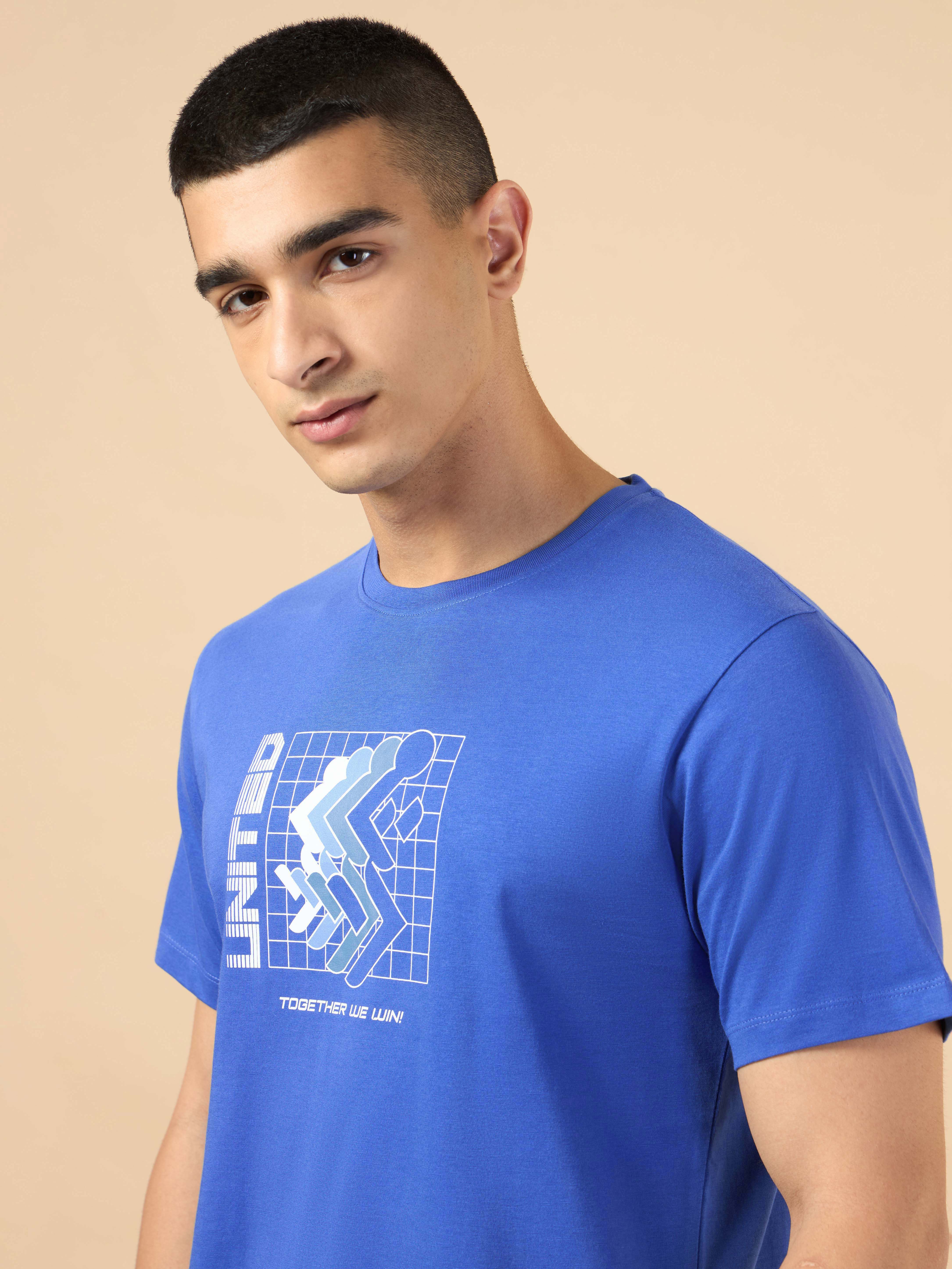 Men's Blue Marathon Graphic T-shirt