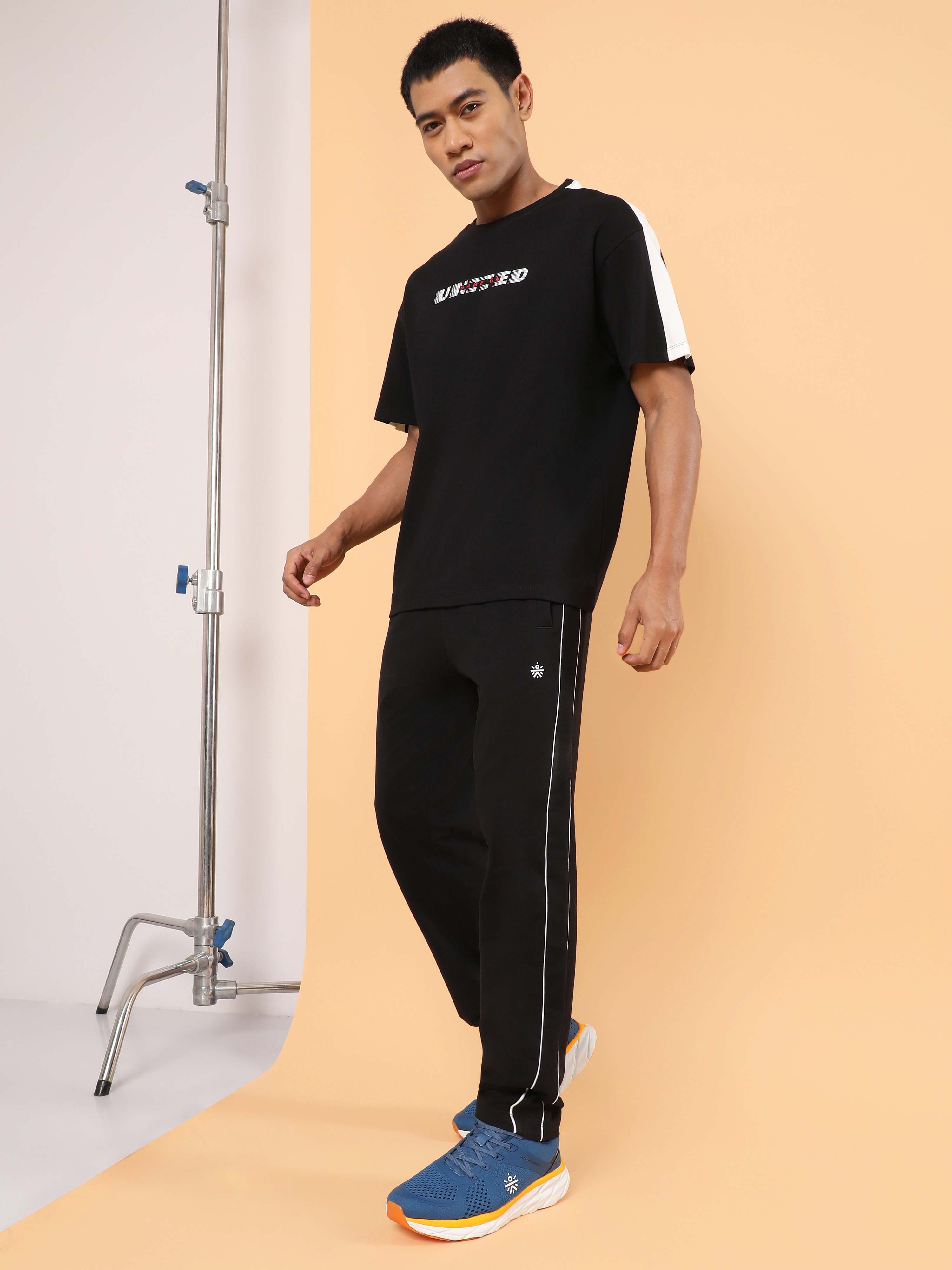 Men's Black Level Up Sports Trackpants