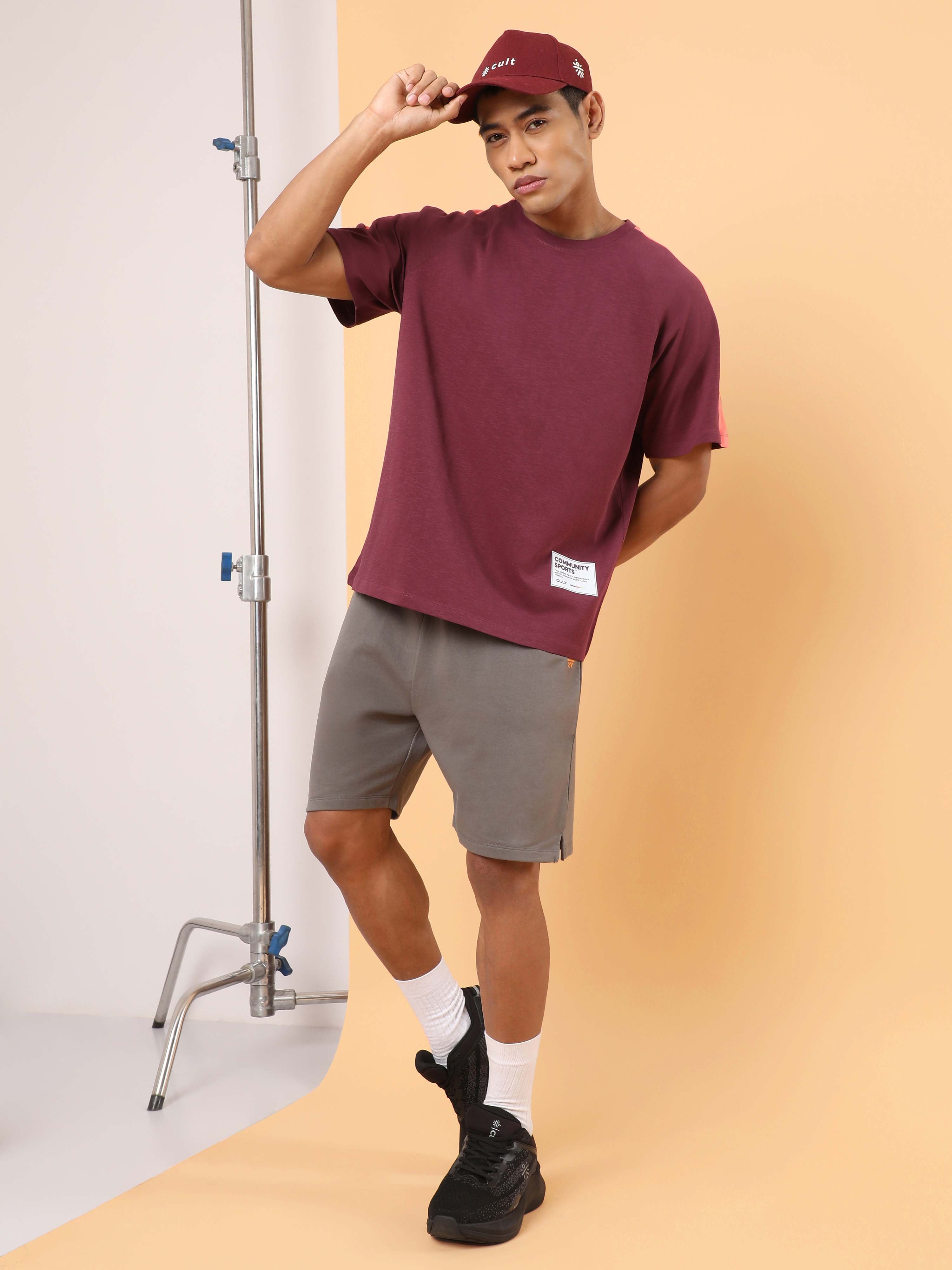 Men's Maroon Community Sports Relaxed fit T-shirt