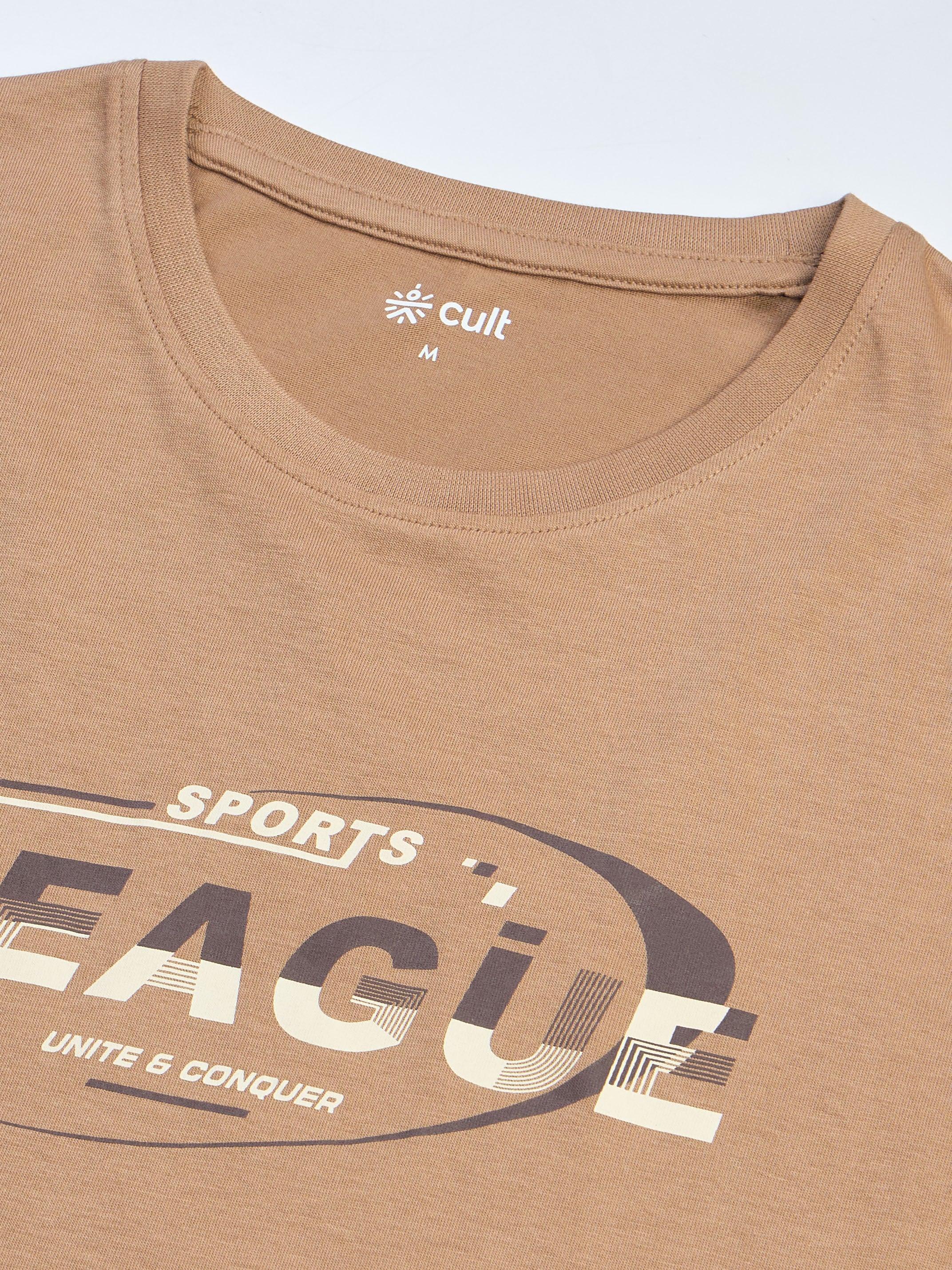 Men's Khaki Sports League Graphic T-shirt