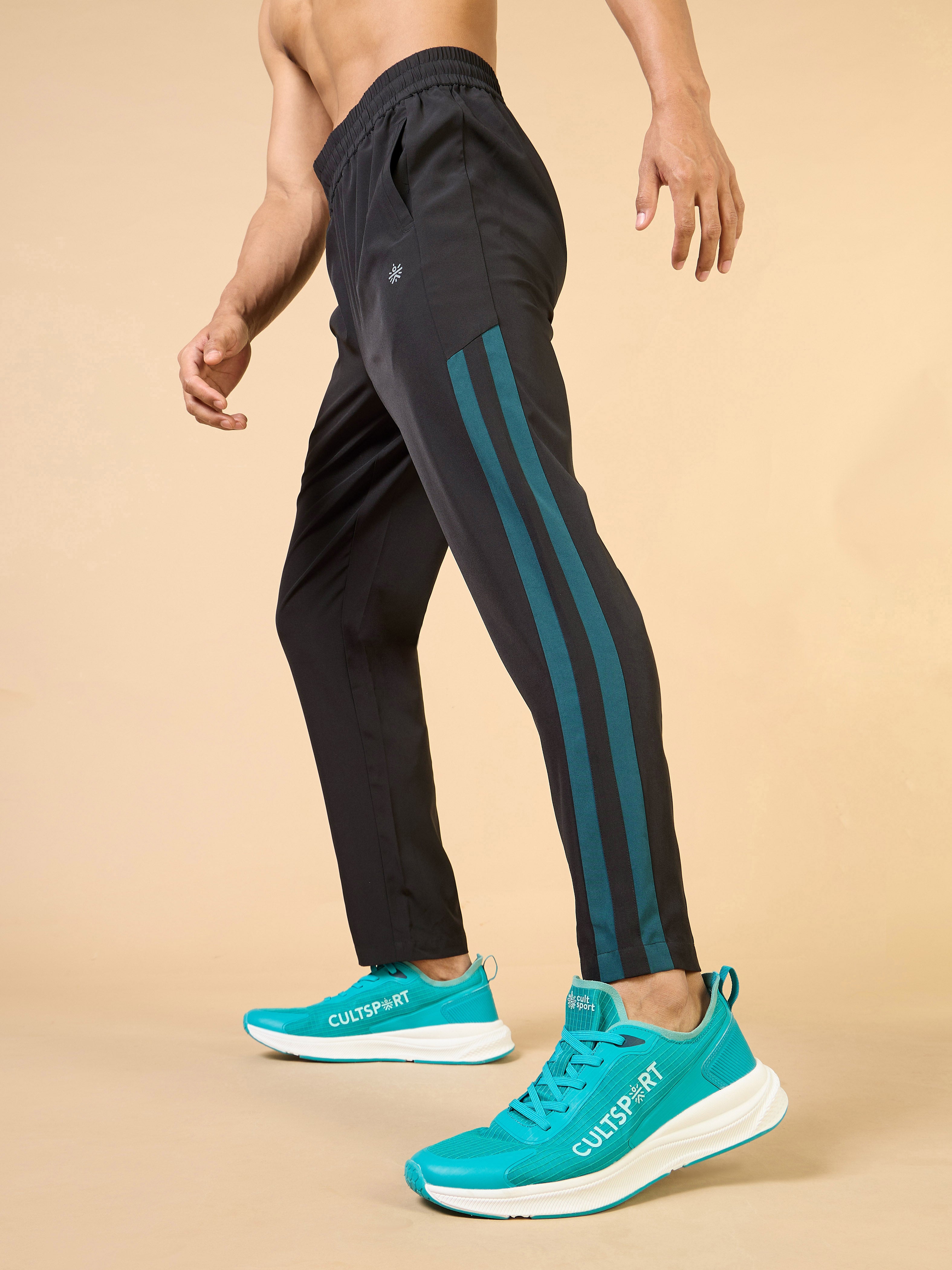 Men's Black Sporty Training Trackpants