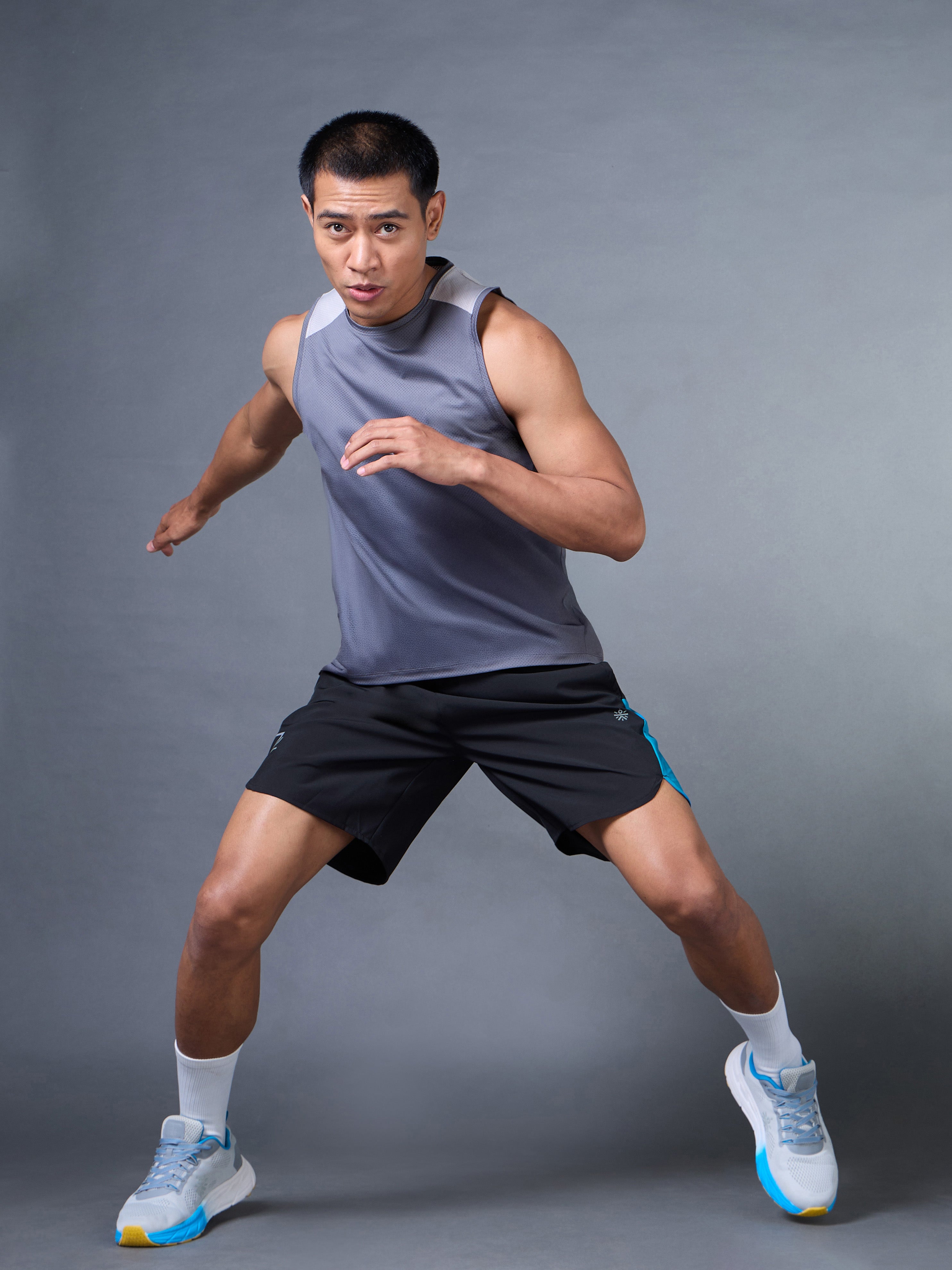 Men's Black Pace Up Runner's Shorts