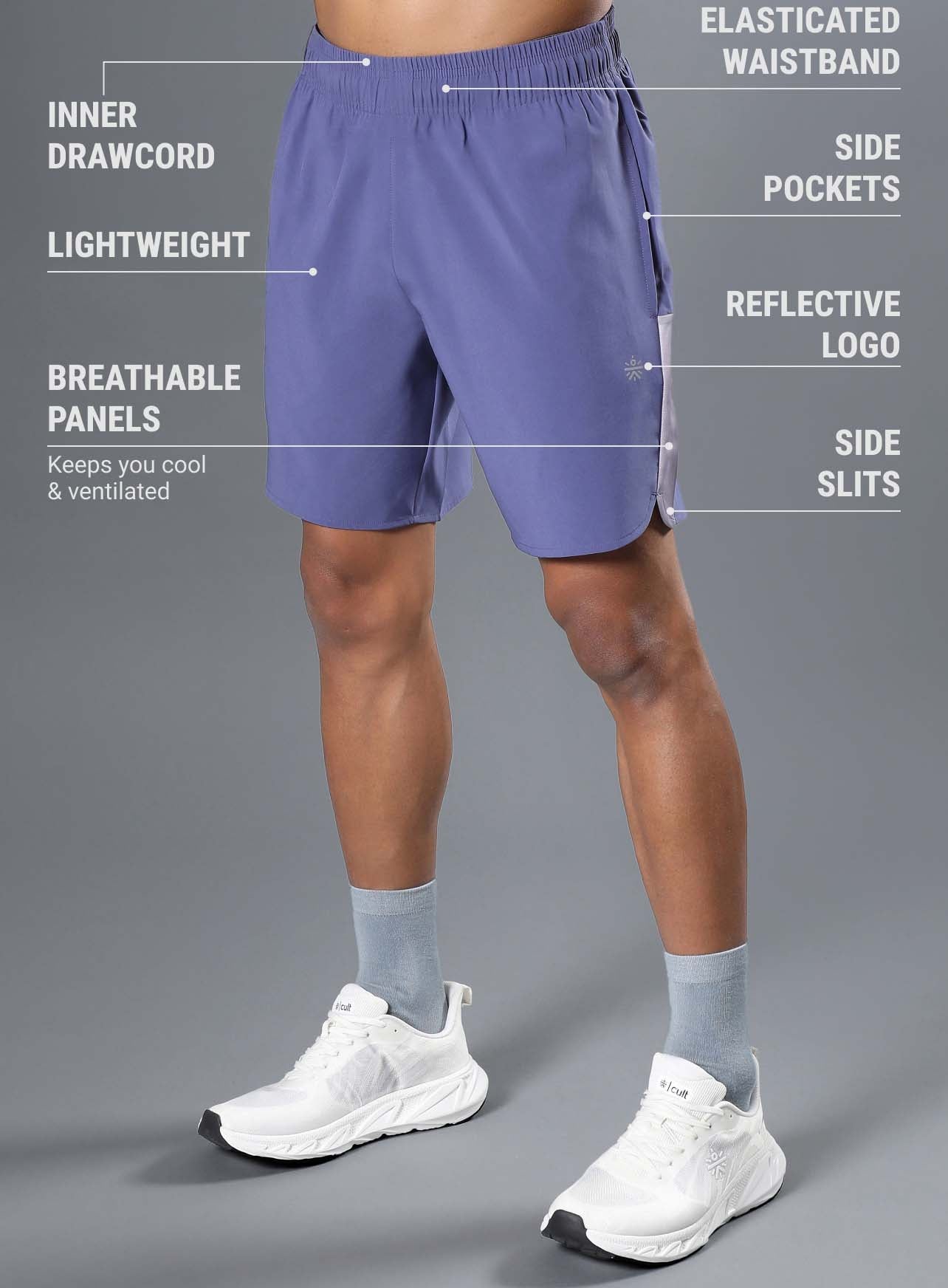 Men's Purple Pace Up Runner's Shorts