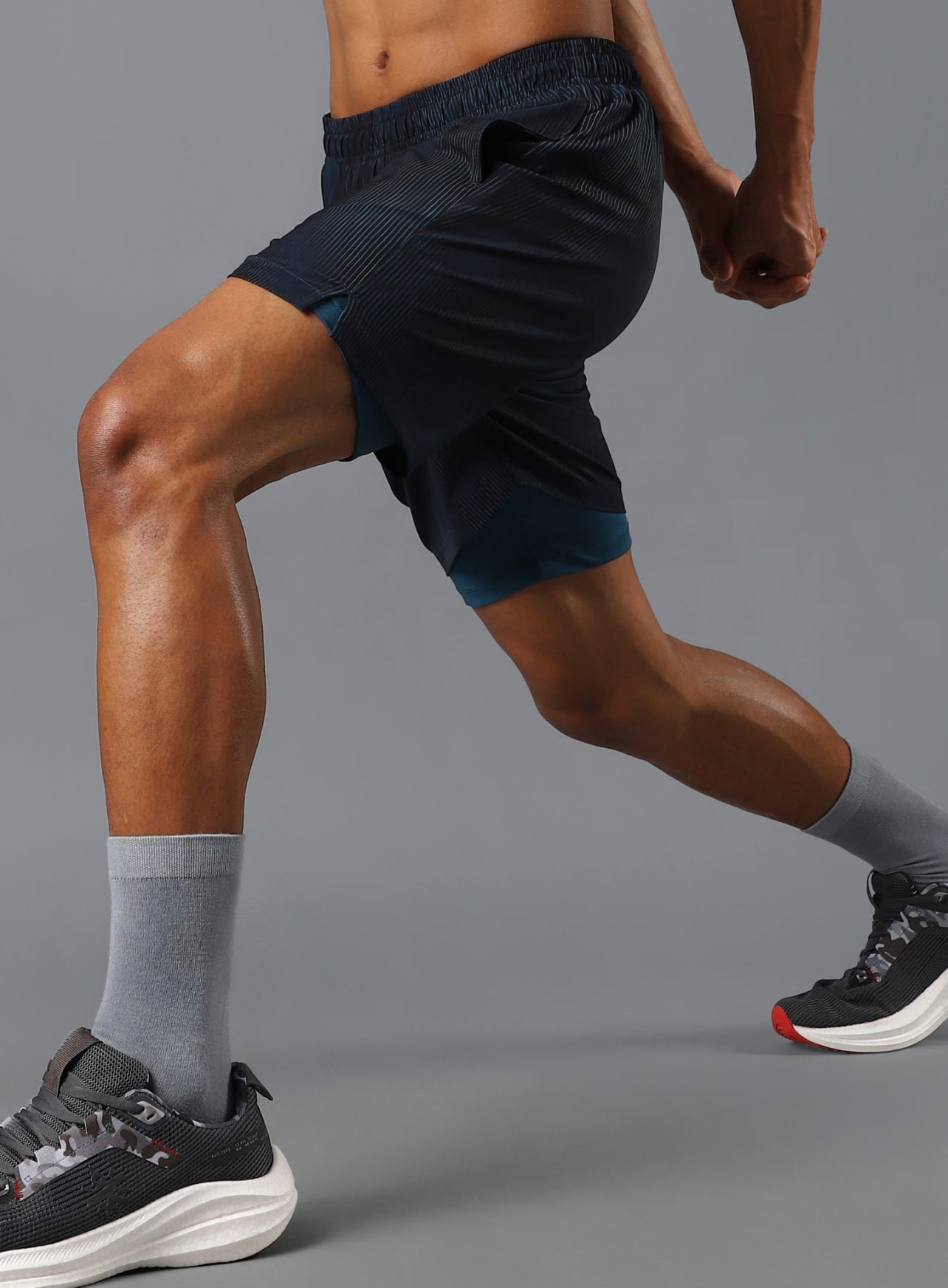 Men's Teal Urban Camo Run Built-in Shorts