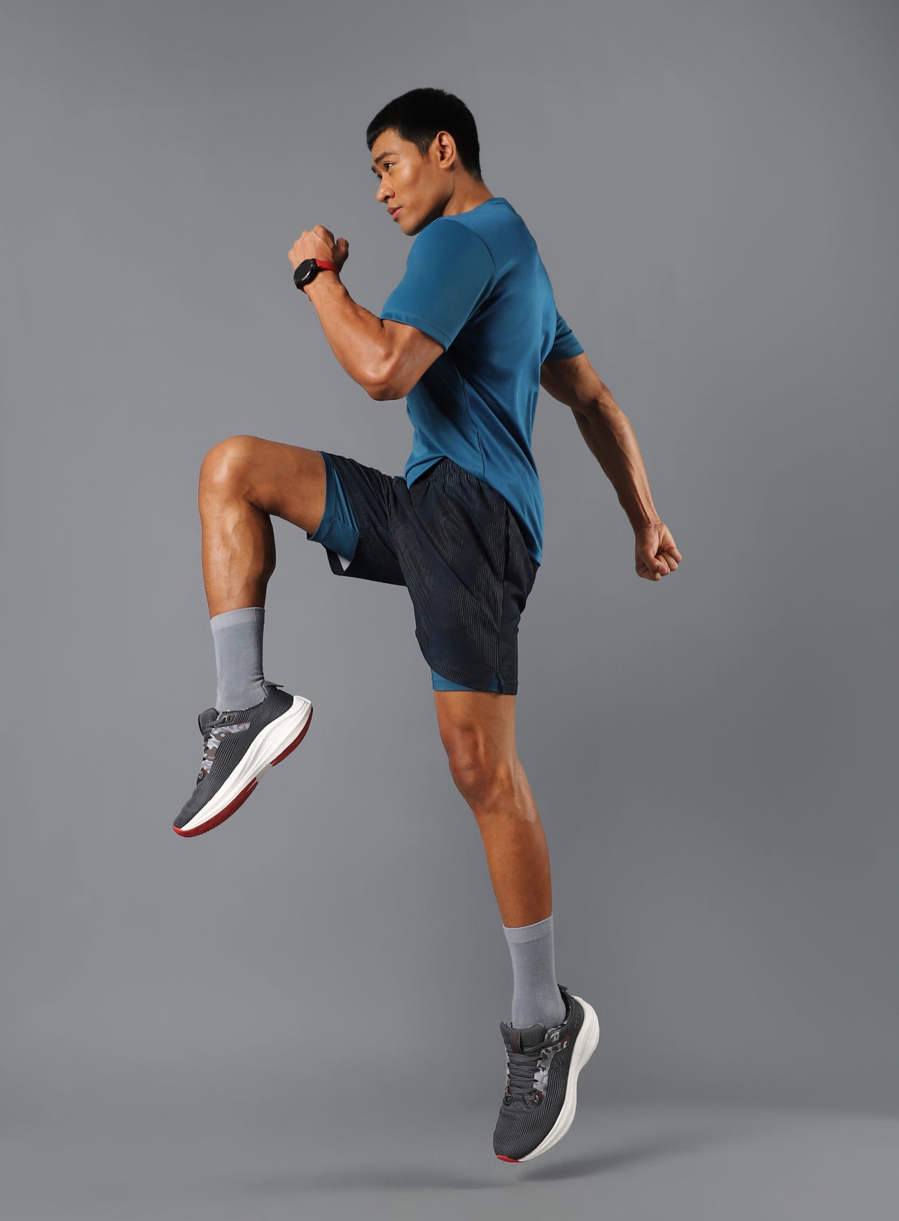 Men's Teal Urban Camo Run Built-in Shorts