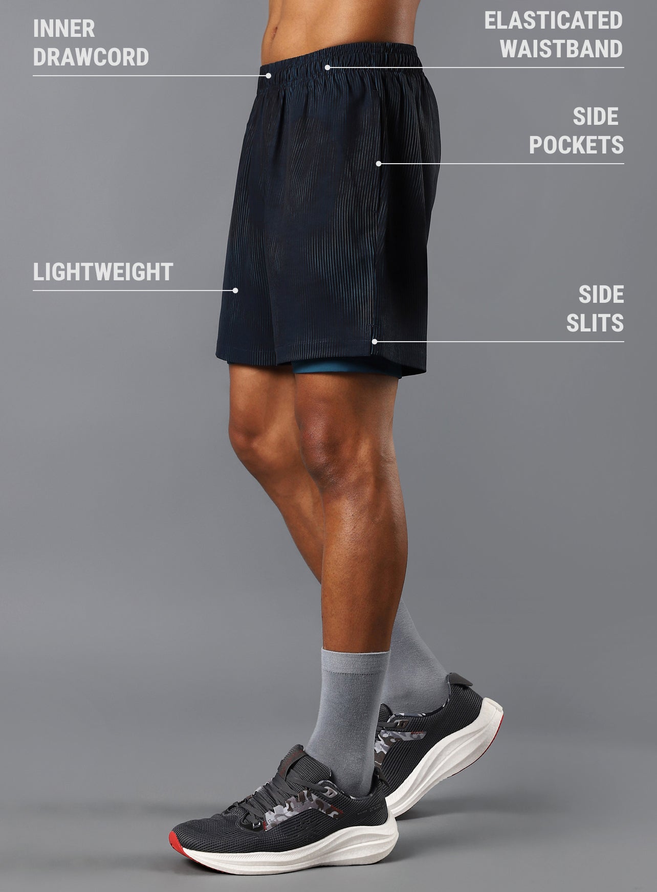 Men's Teal Urban Camo Run Built-in Shorts