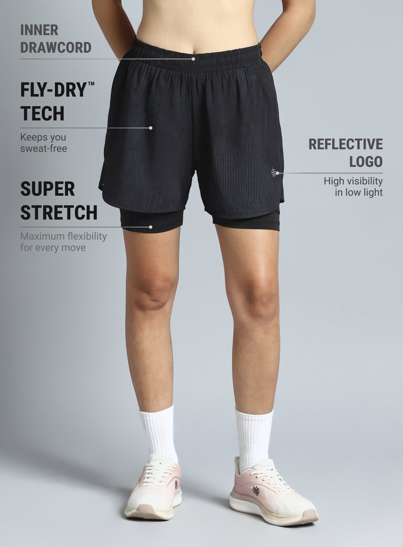 Women's Black Urban Camo Run Built-in Shorts