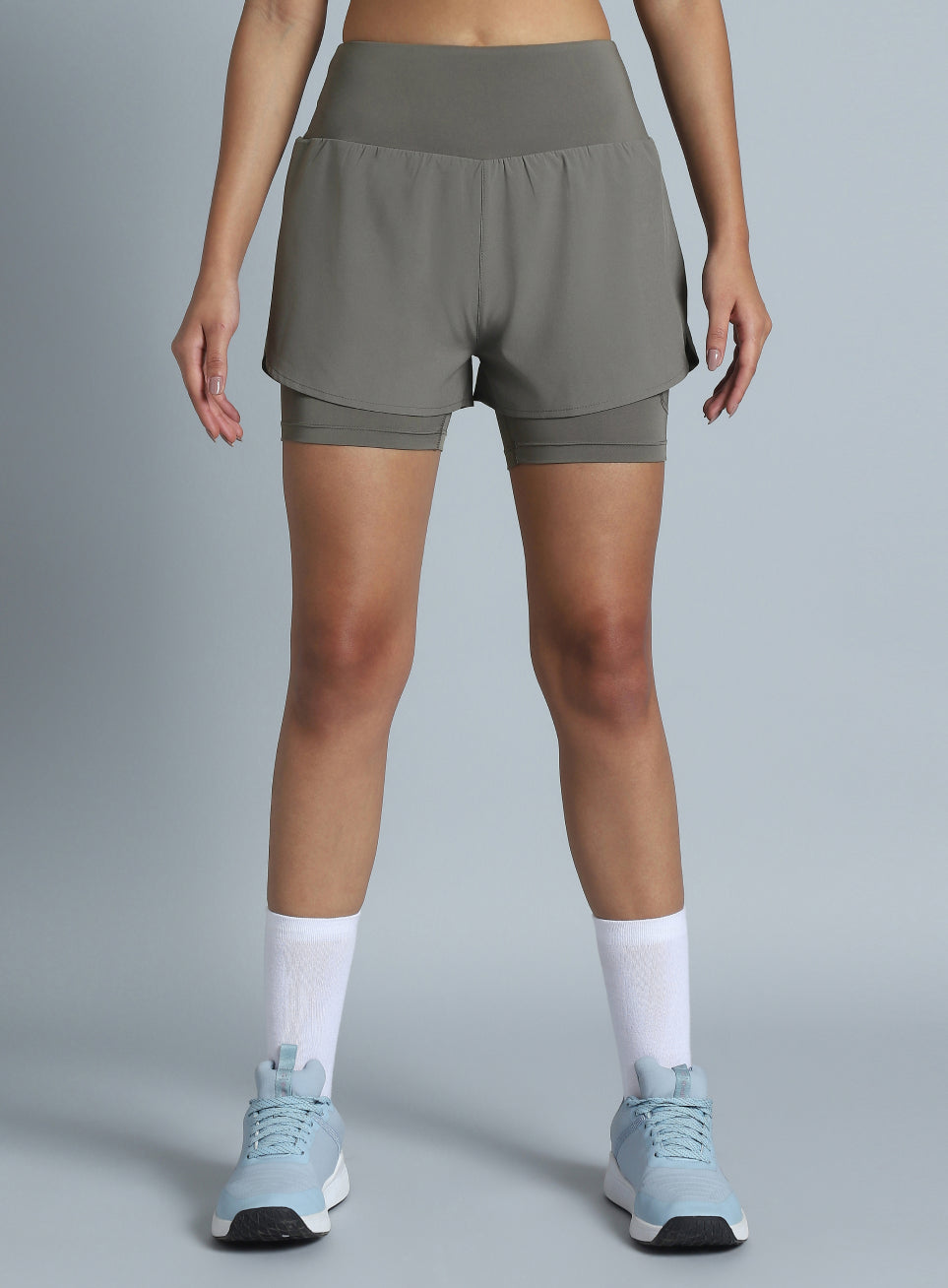 Women's Dark Grey Performance Pro Training Layered Shorts