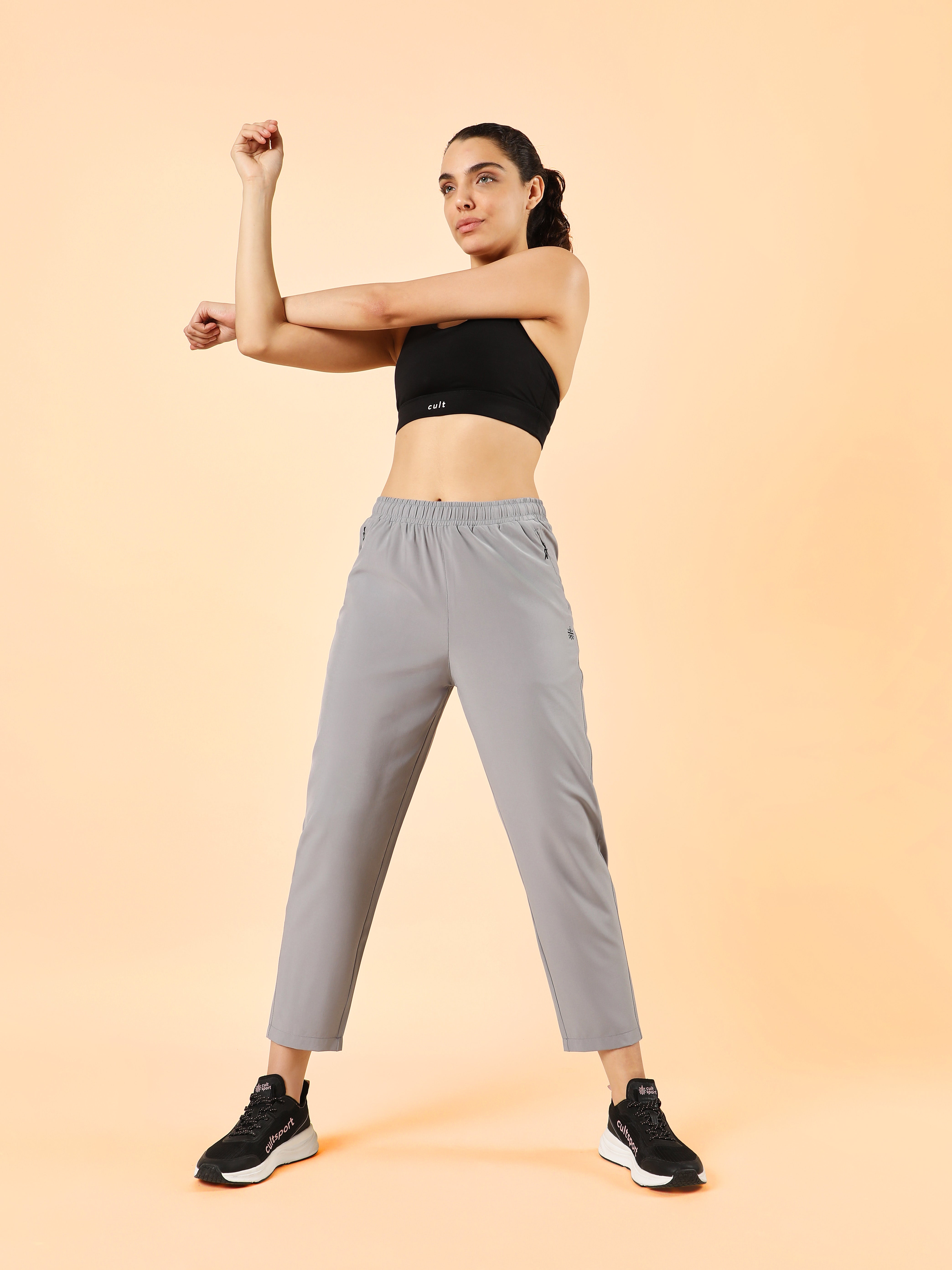 Women's Grey Training All Form Cropped Trackpants