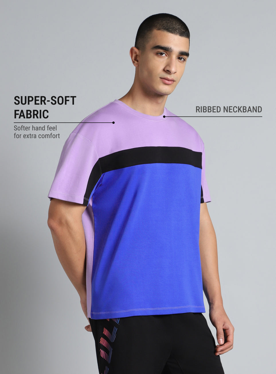 Men's Purple Dance off Colourblock T-shirt