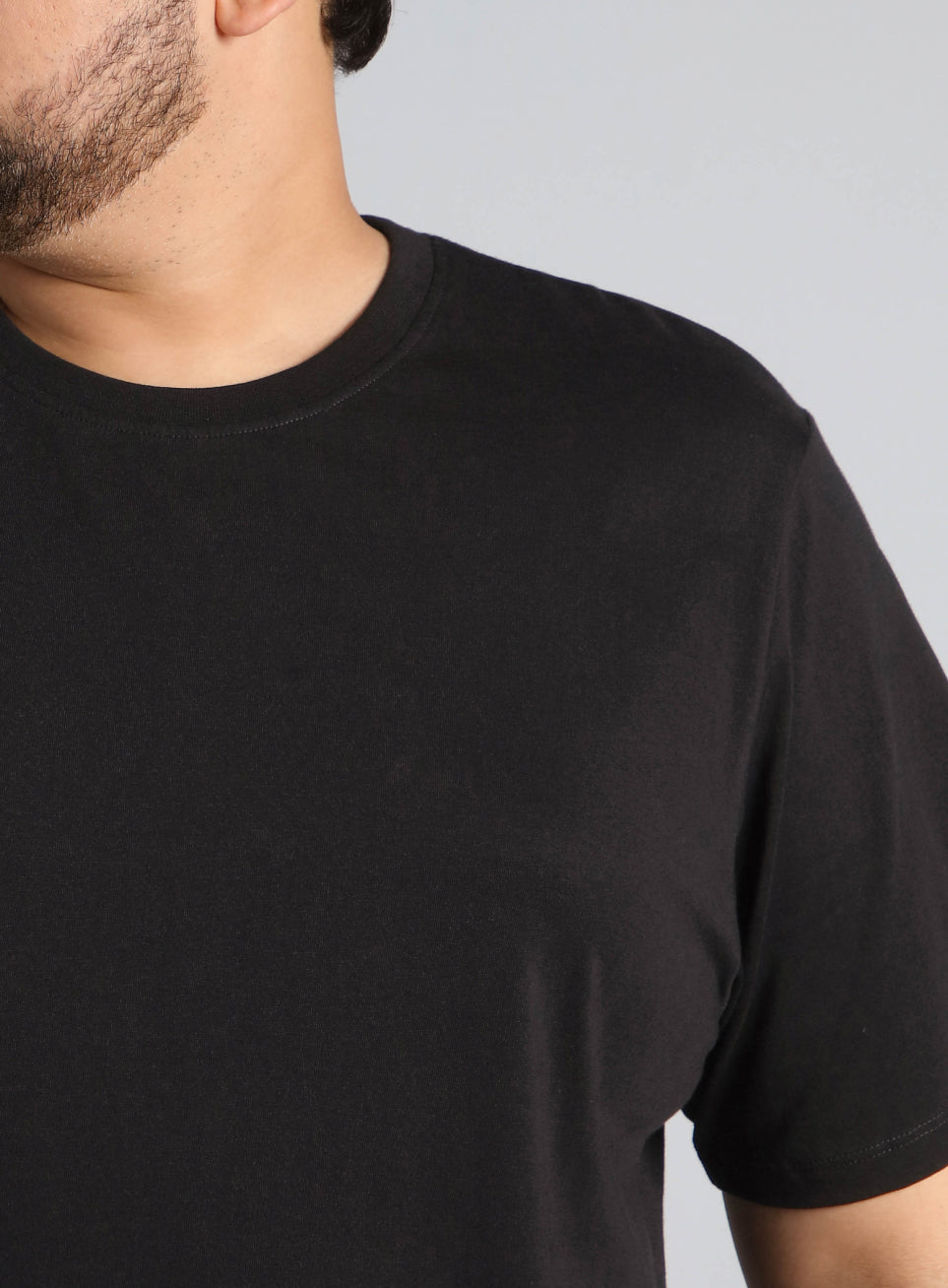 Men's Black Cotton Plus Size Everyday Regular Fit T-shirt
