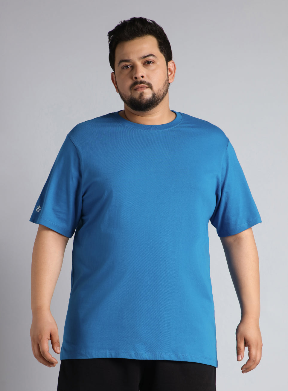 Men's Blue Cotton Plus Size Everyday Regular Fit T-shirt