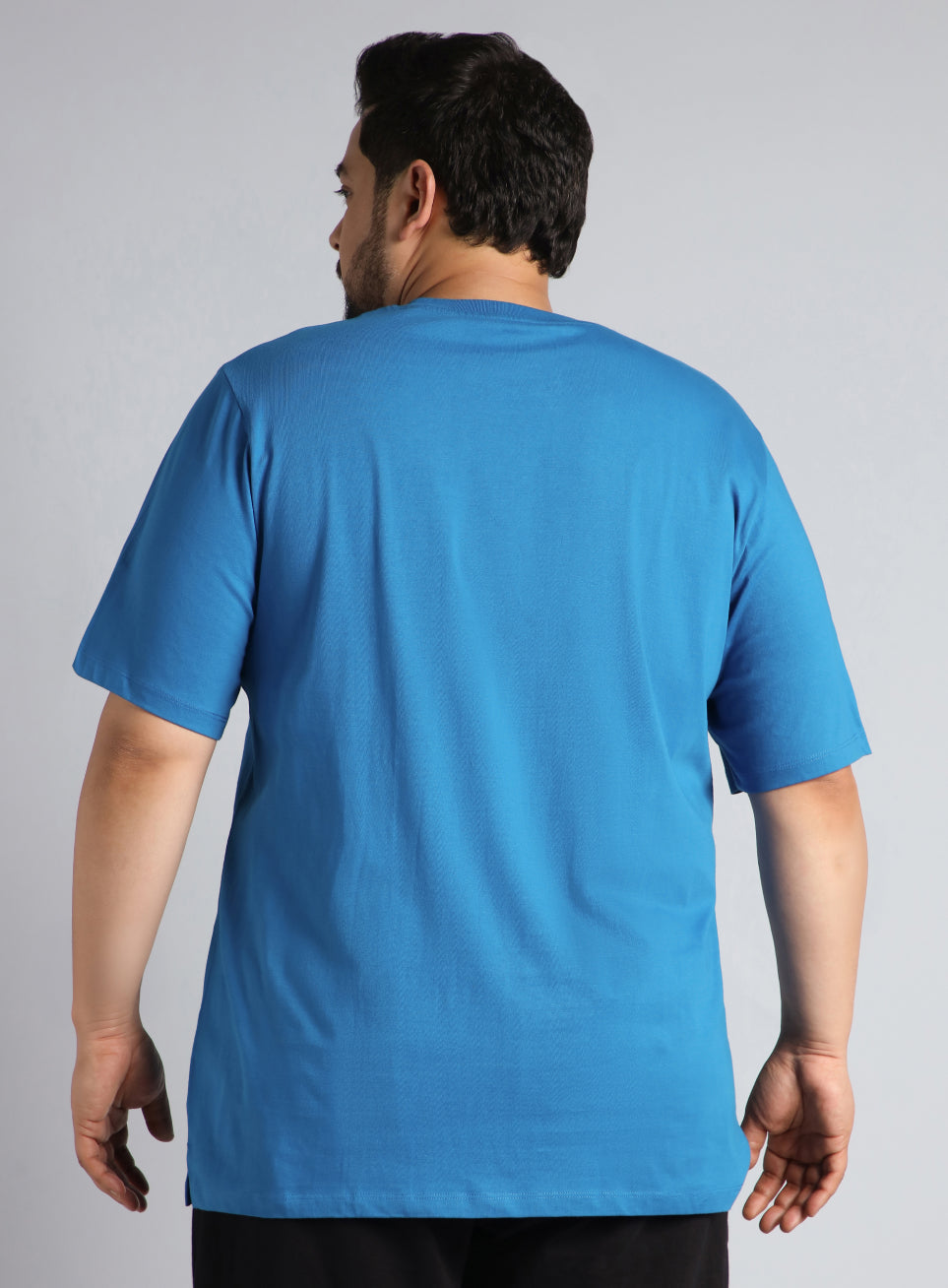 Men's Blue Cotton Plus Size Everyday Regular Fit T-shirt