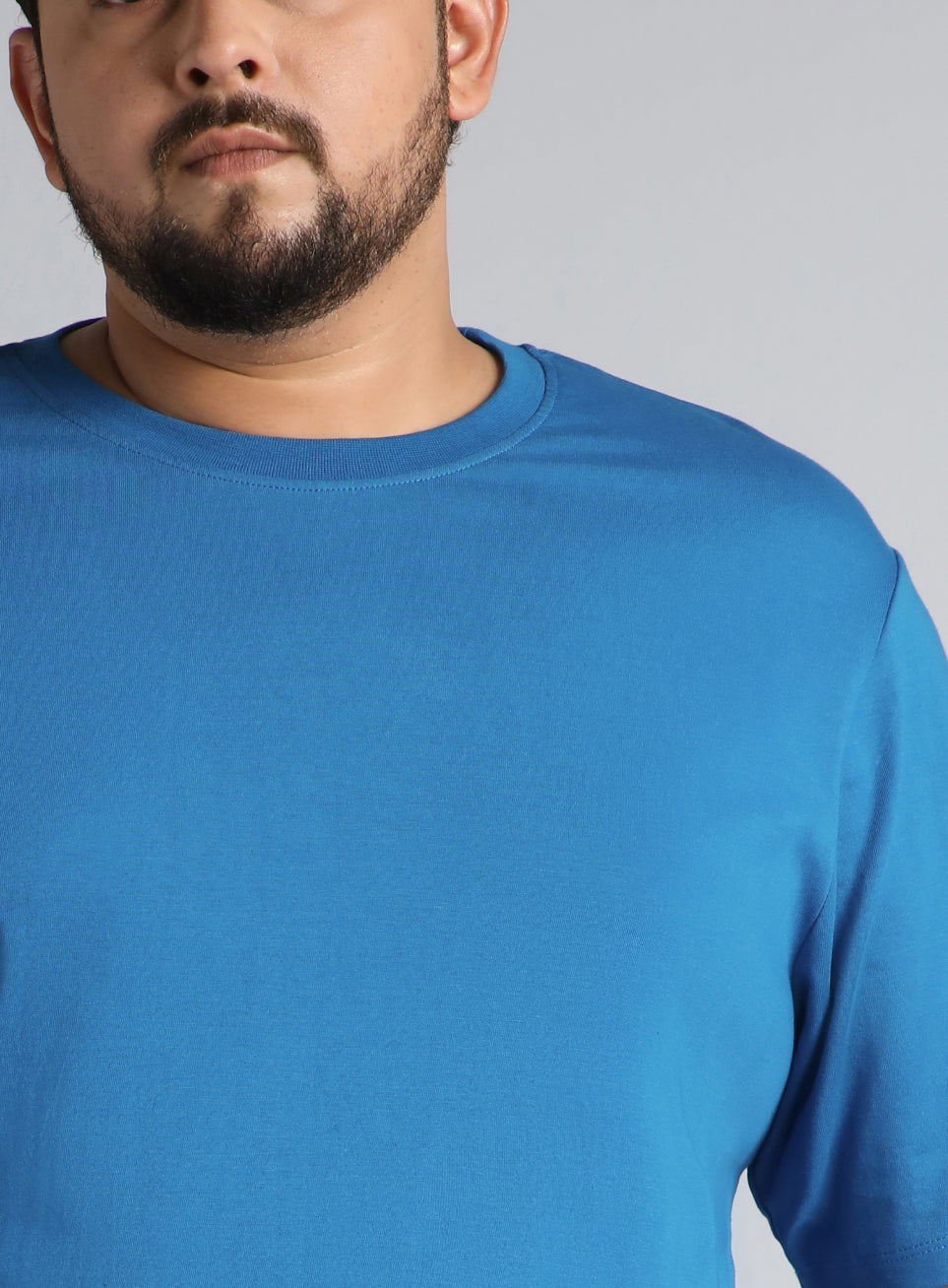 Men's Blue Cotton Plus Size Everyday Regular Fit T-shirt