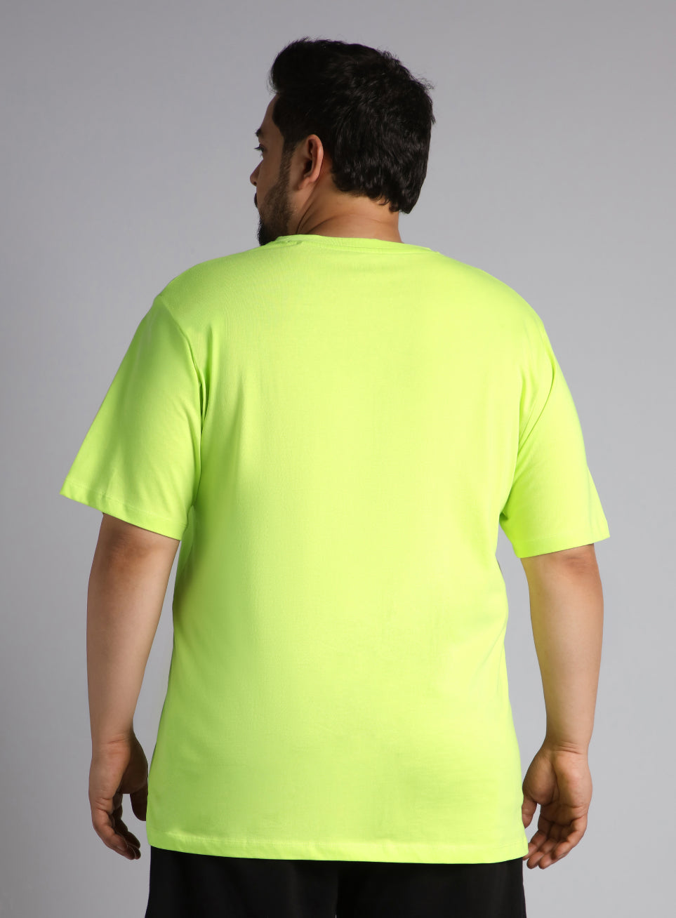 Men's Lime Cotton Plus Size Everyday Regular Fit T-shirt